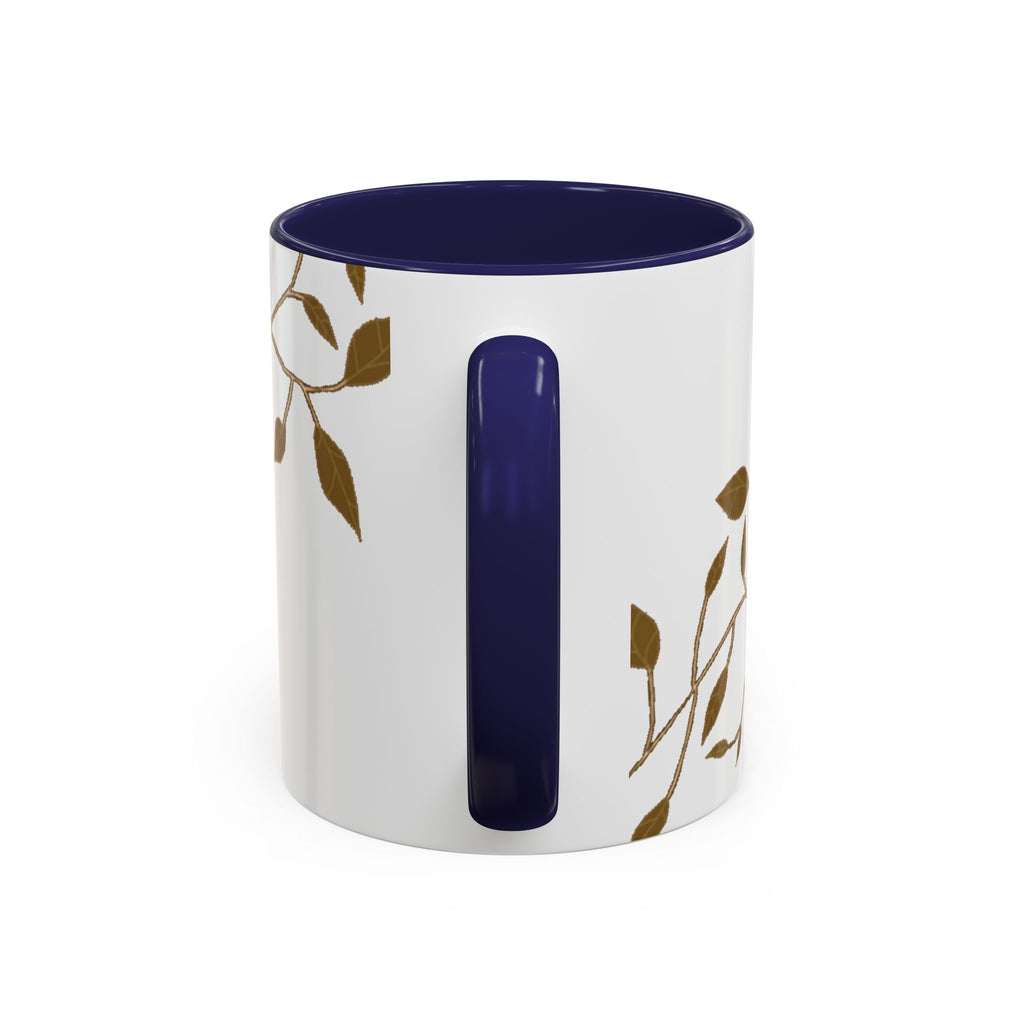 Botanical Accent Coffee Mug — Gold Leaf Branch Design (11/15oz)