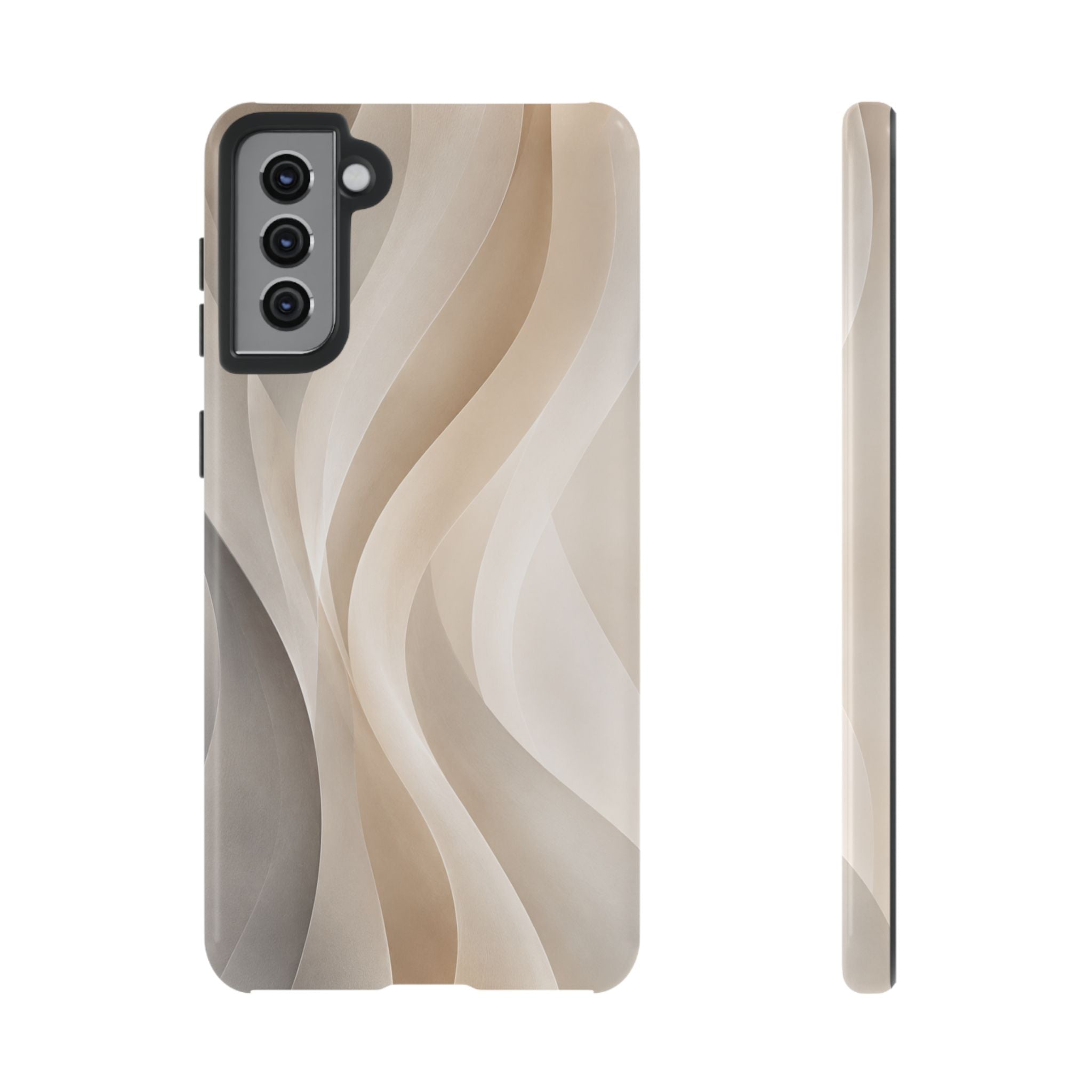 Abstract Beige Waves Phone Case — Protective Tough Case