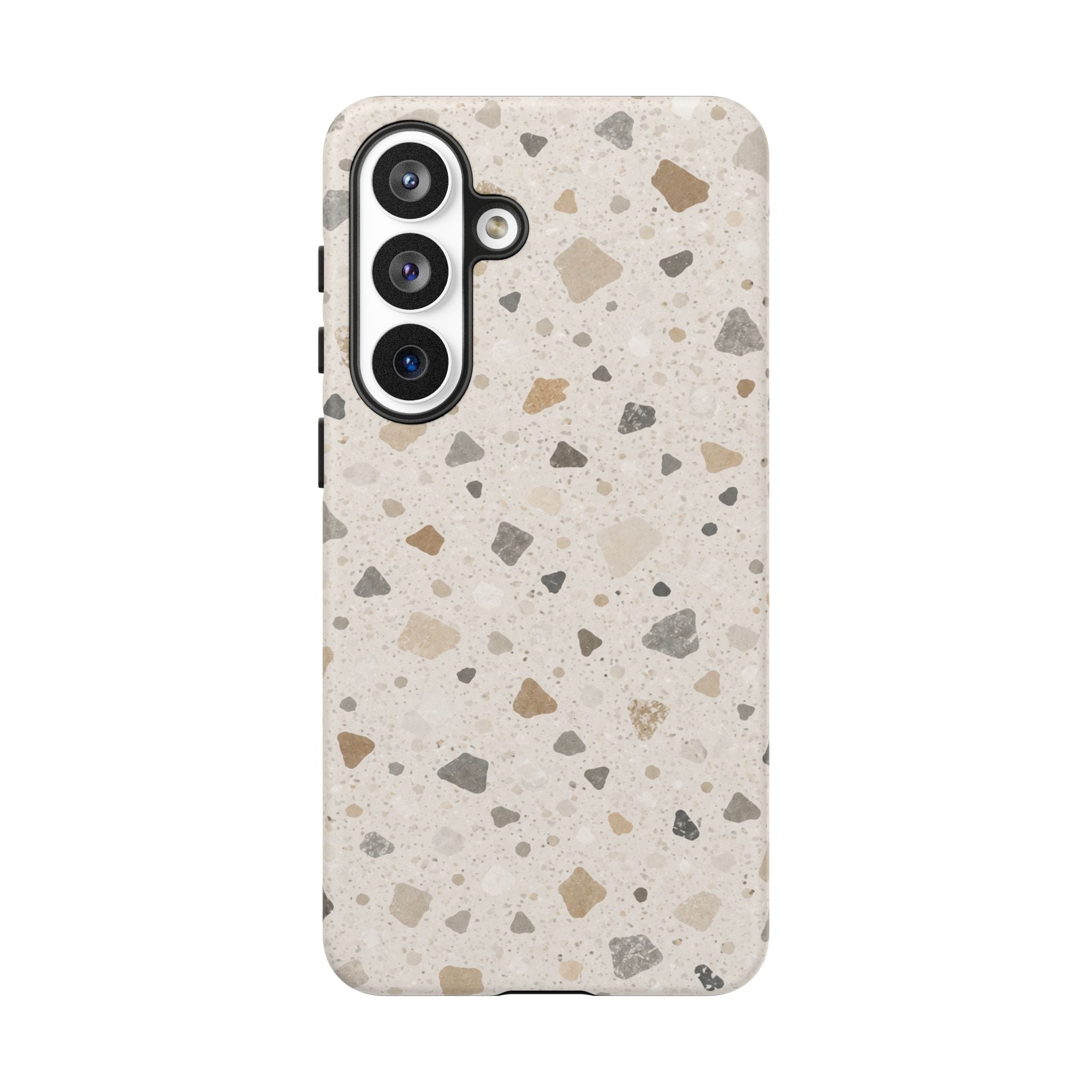 Terrazzo Pattern Tough Phone Case — Neutral Stone Speckle iPhone Cover