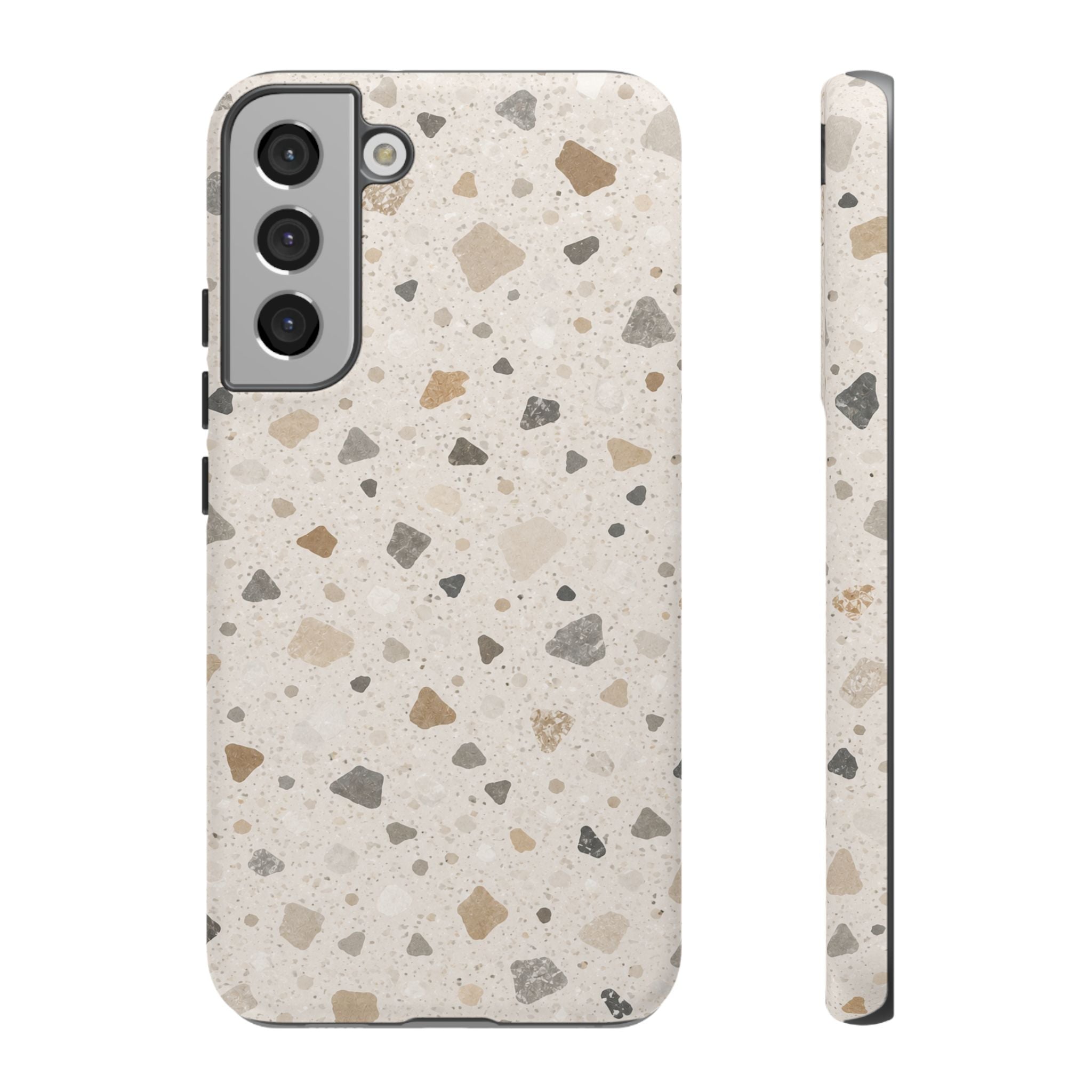 Terrazzo Pattern Tough Phone Case — Neutral Stone Speckle iPhone Cover