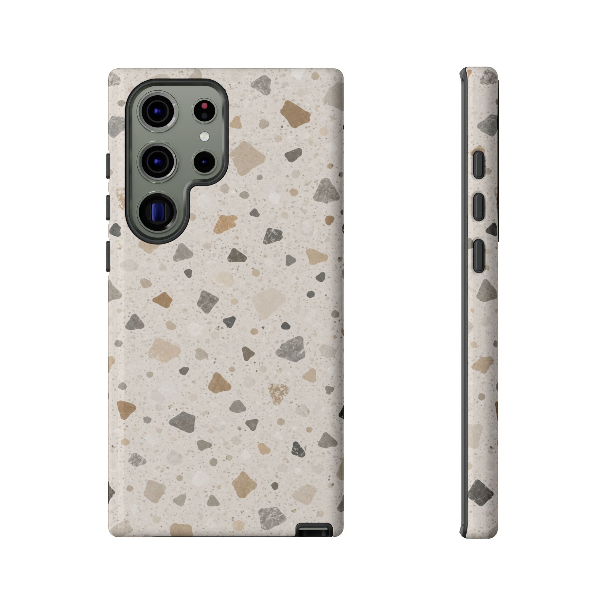Terrazzo Pattern Tough Phone Case — Neutral Stone Speckle iPhone Cover