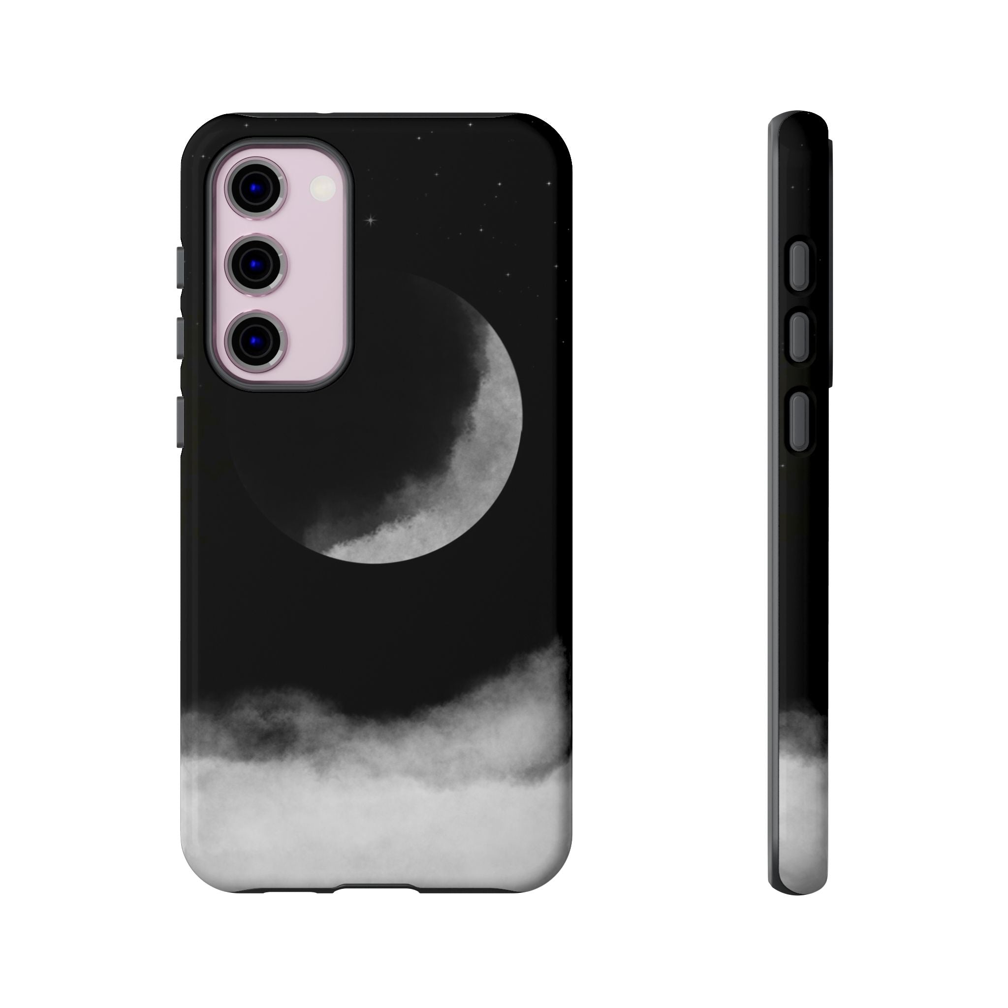 Moonlit Cloud Phone Case — Black Crescent Night Sky iPhone Cover