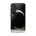 Lunar Crescent Tough Phone Case — Black Moon & Fog Protective Cover