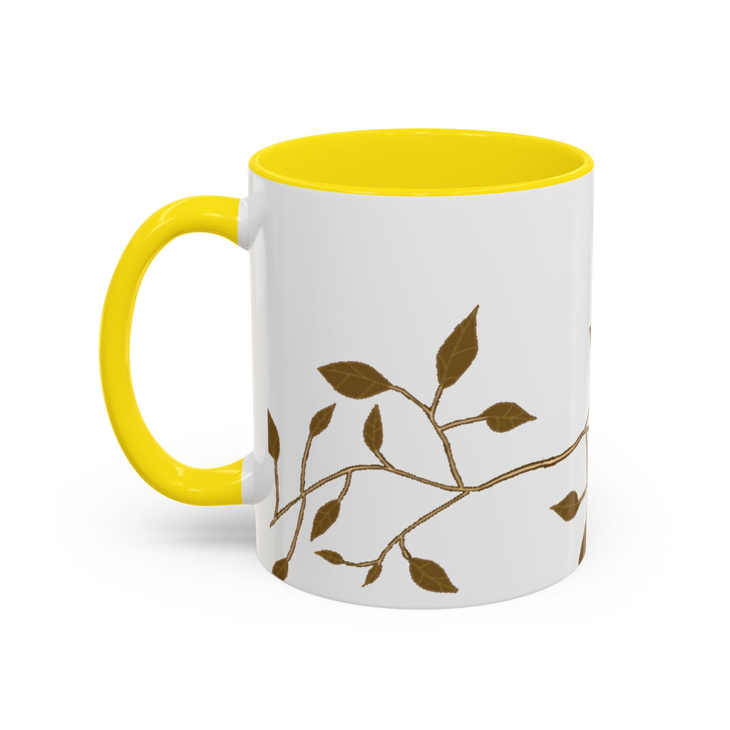 Botanical Accent Coffee Mug — Gold Leaf Branch Design (11/15oz)