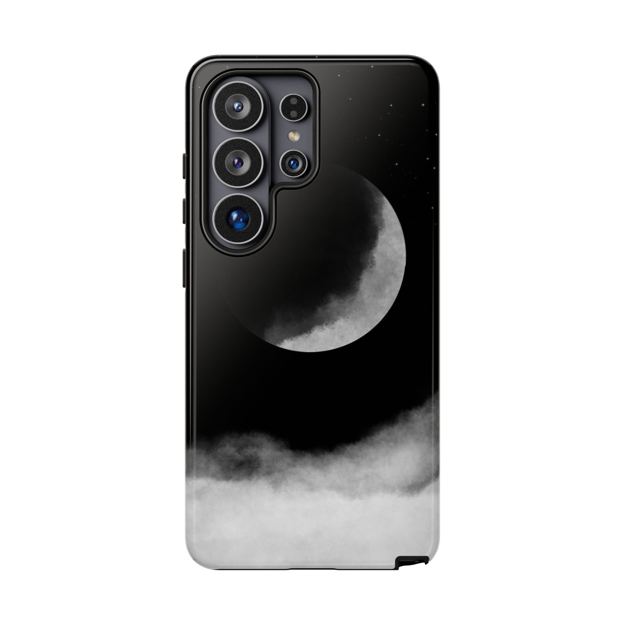 Moonlit Cloud Phone Case — Black Crescent Night Sky iPhone Cover