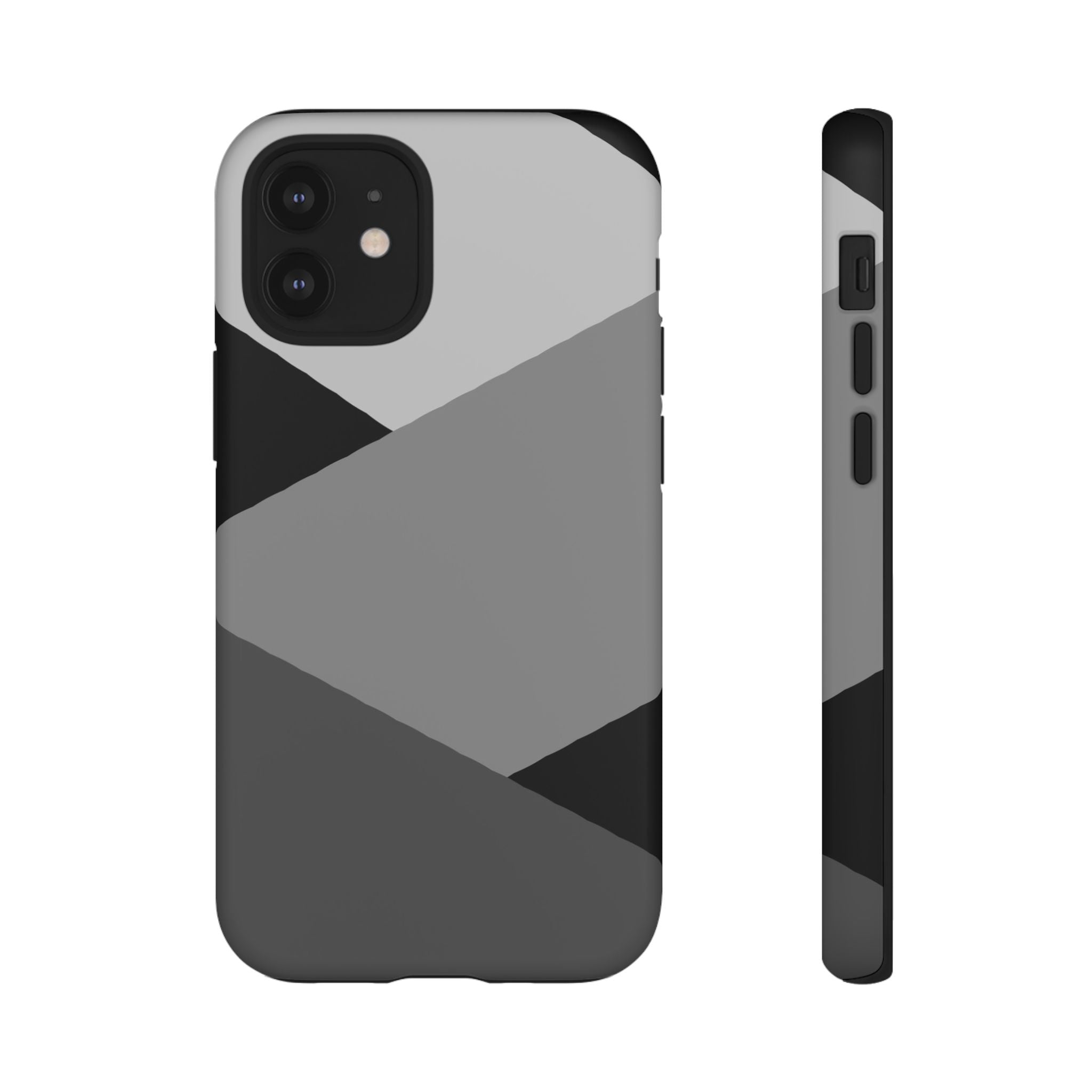 Geometric Gray Tough Phone Case — Protective iPhone Cover with Modern Minimalist Design
