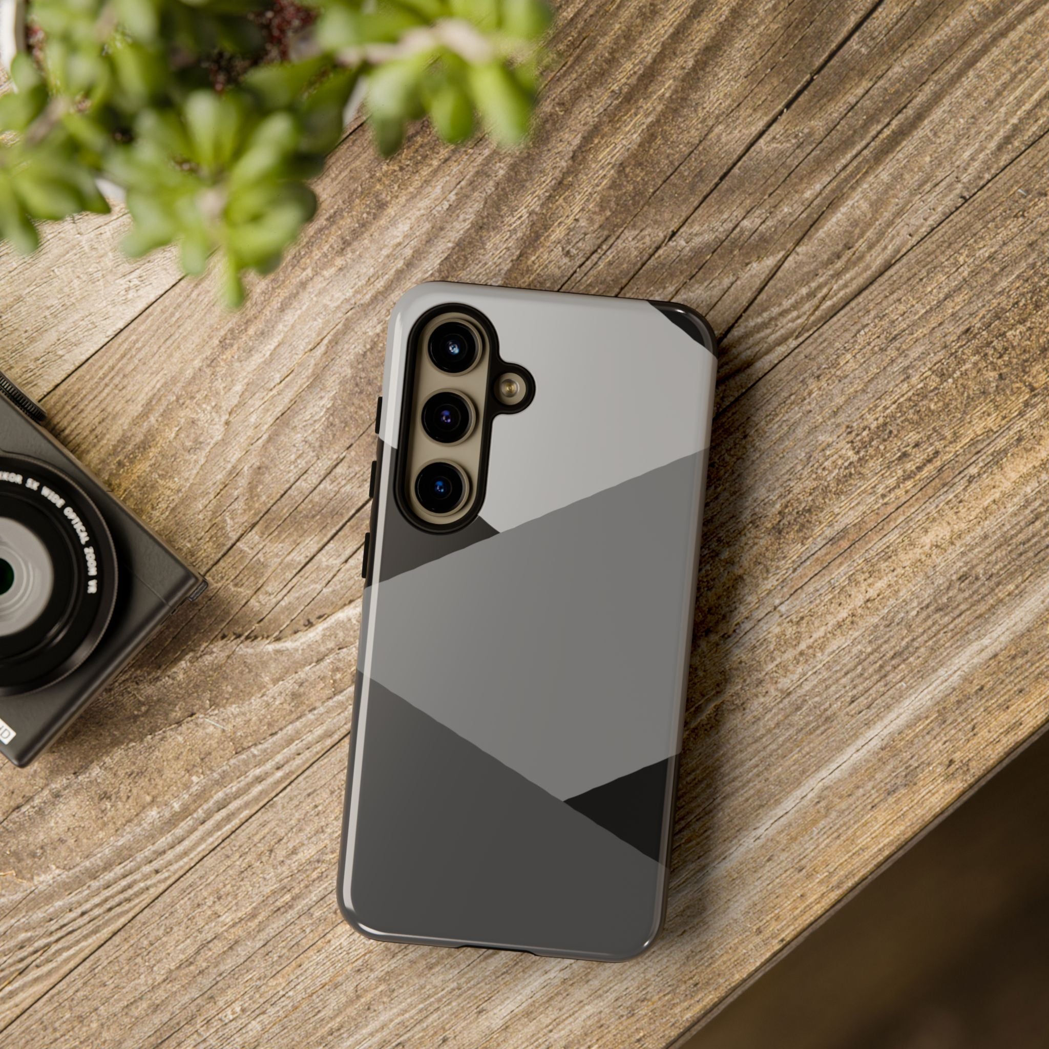 Geometric Gray Tough Phone Case — Protective iPhone Cover with Modern Minimalist Design