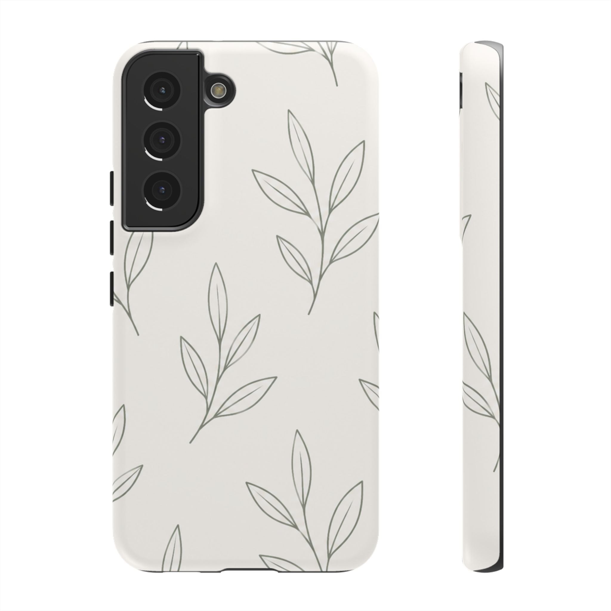 Floral Leaf Tough Phone Case — Minimal Botanical Protective Phone Cover