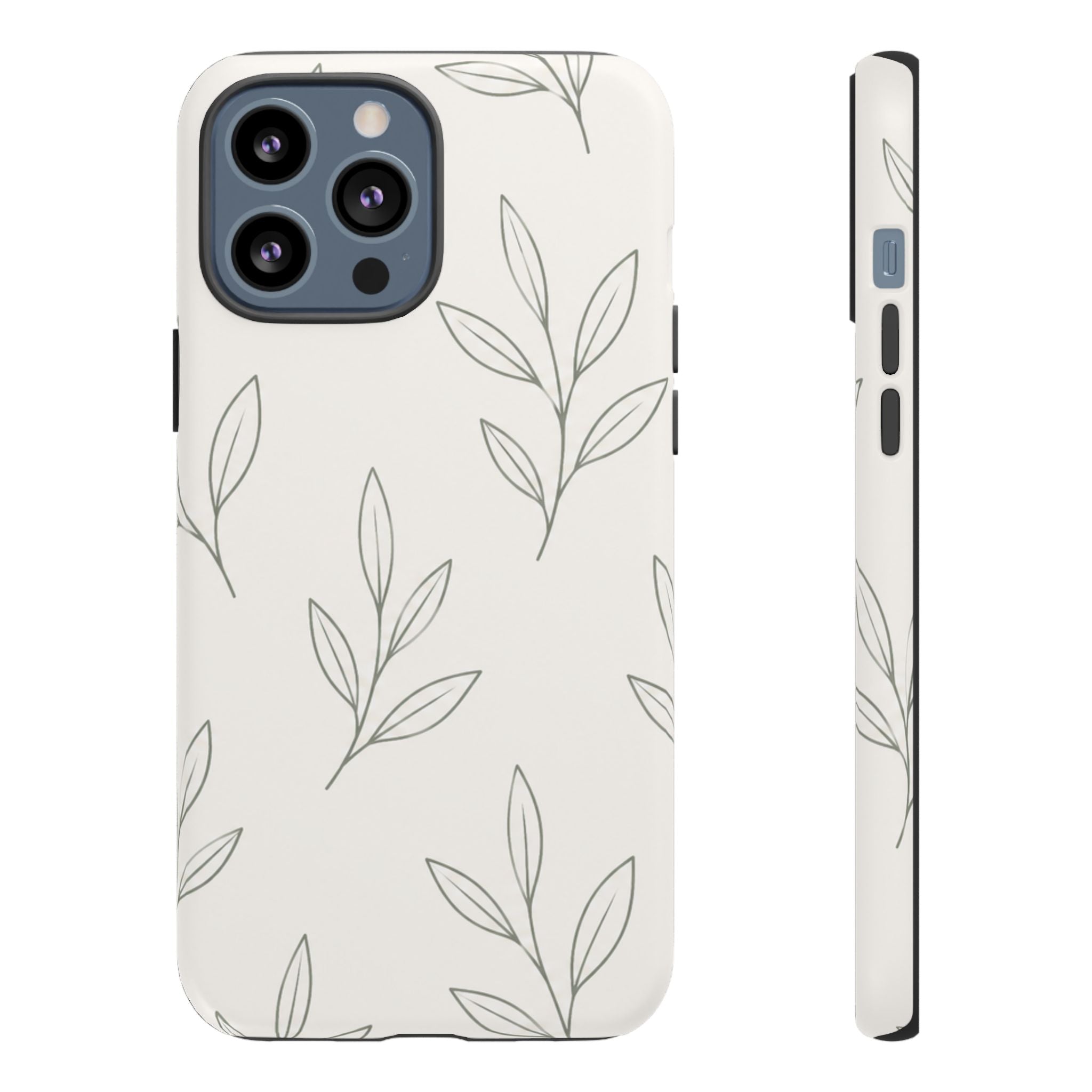Floral Leaf Tough Phone Case — Minimal Botanical Protective Phone Cover