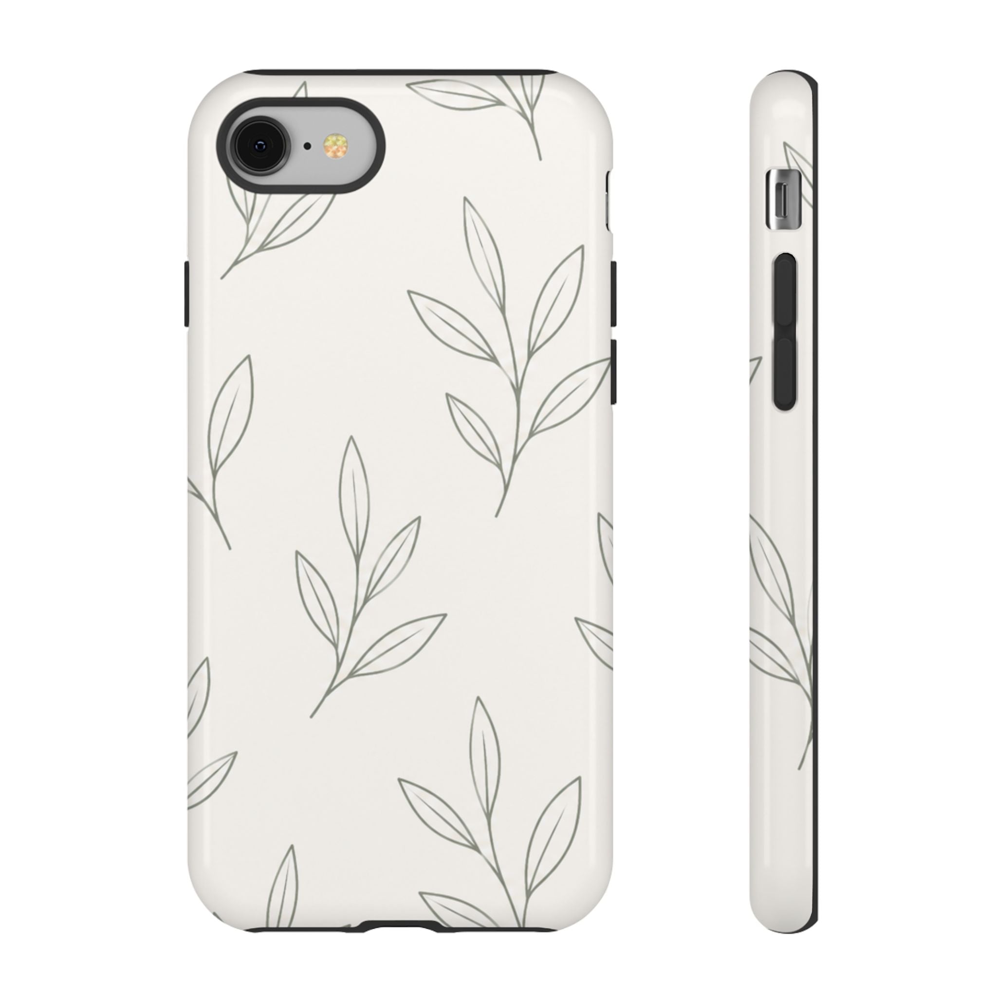 Floral Leaf Tough Phone Case — Minimal Botanical Protective Phone Cover