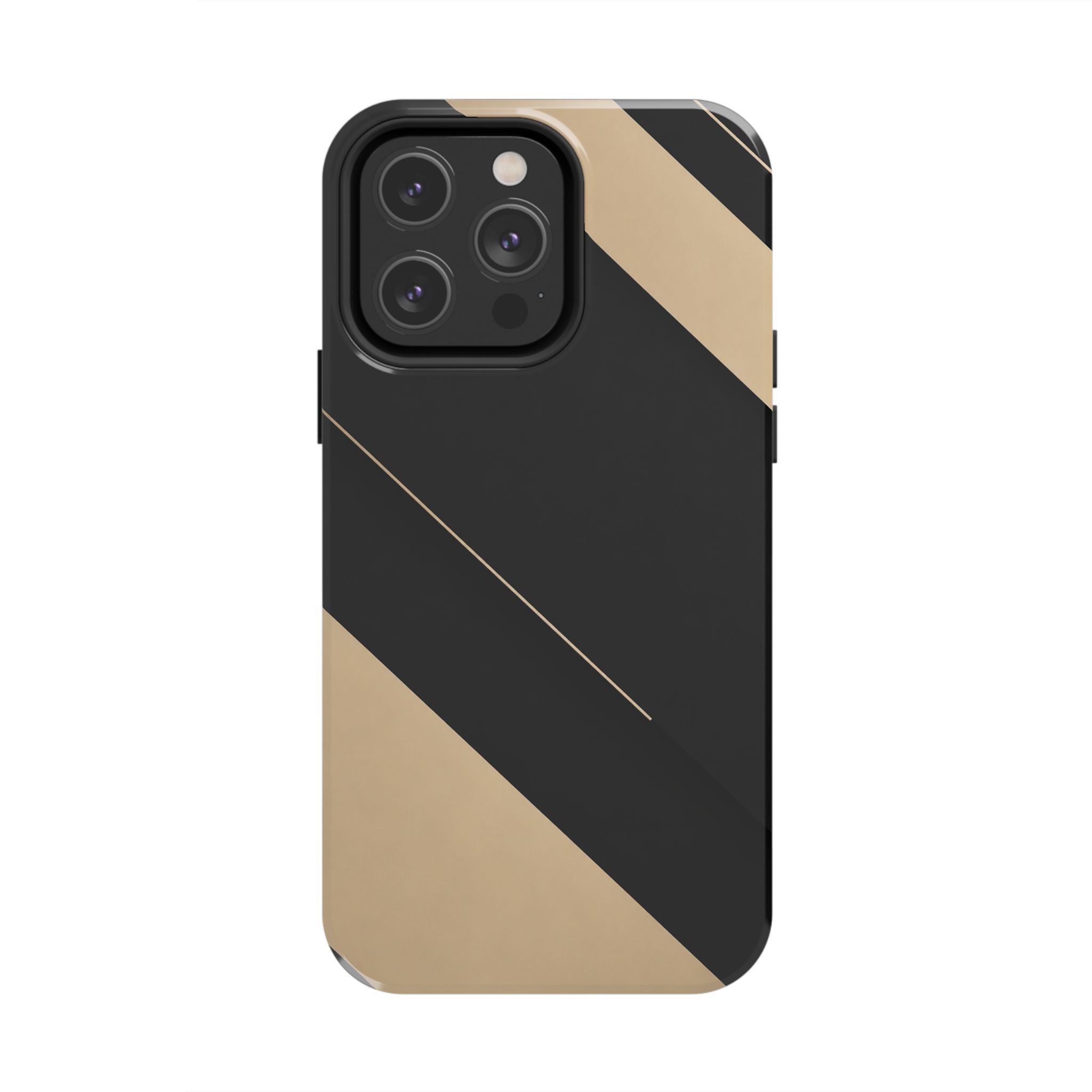 Tough Phone Case — Black & Gold Diagonal Minimalist Protective Cover