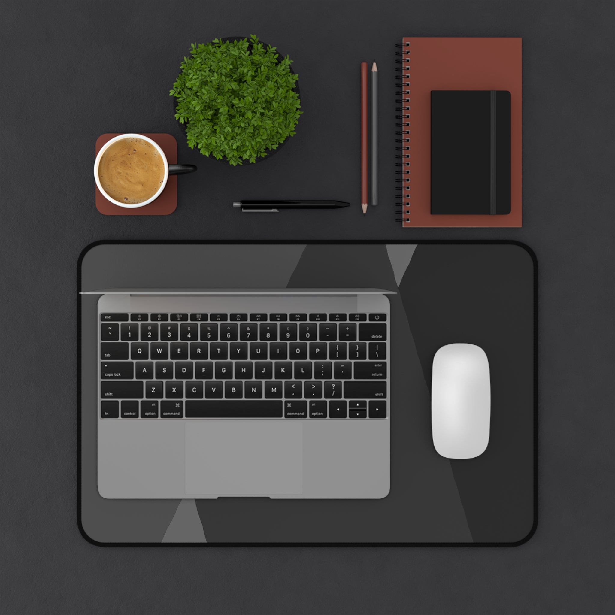 Minimal Black Geometric Desk Mat | Modern Office Mousepad