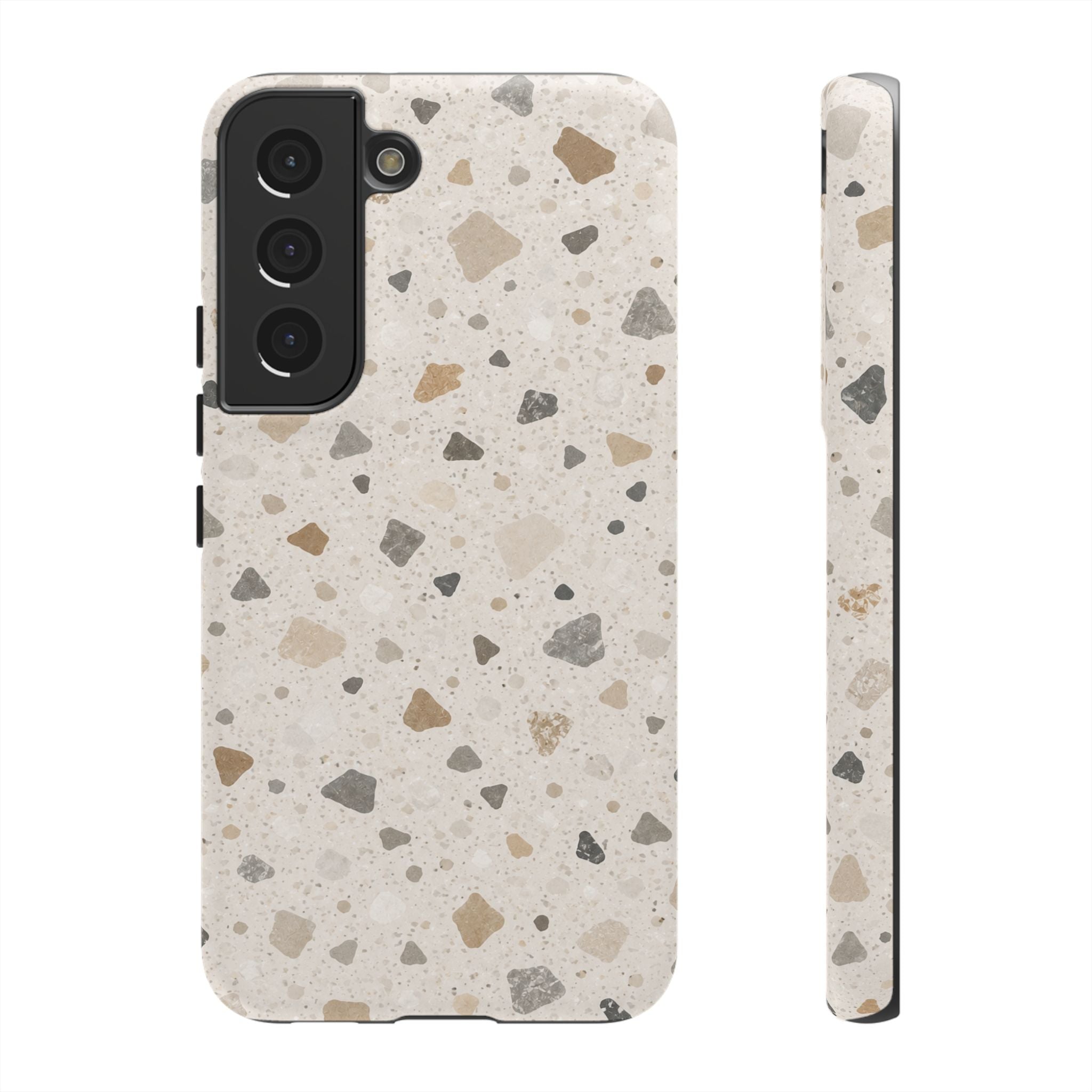 Terrazzo Pattern Tough Phone Case — Neutral Stone Speckle iPhone Cover