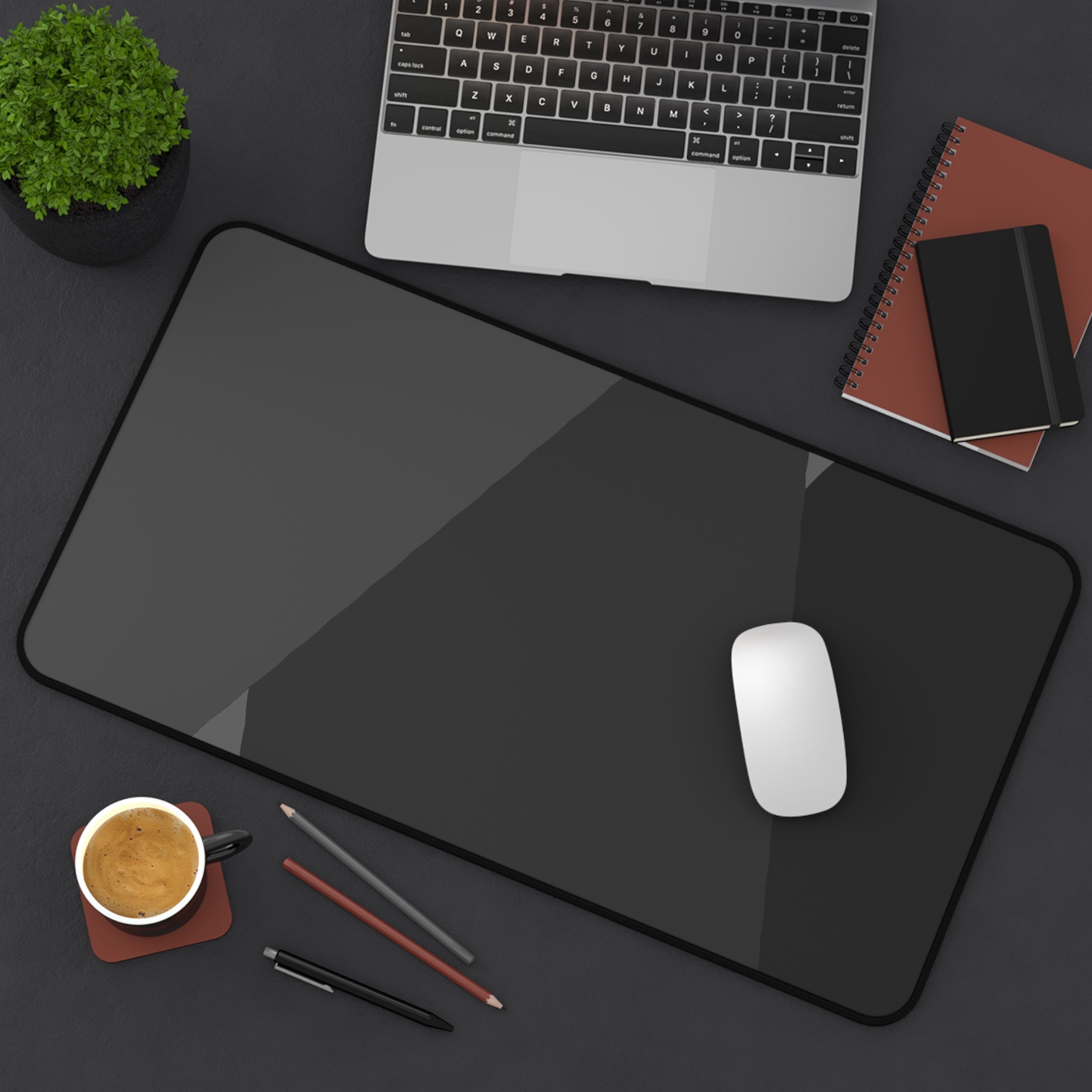 Minimal Black Geometric Desk Mat | Modern Office Mousepad