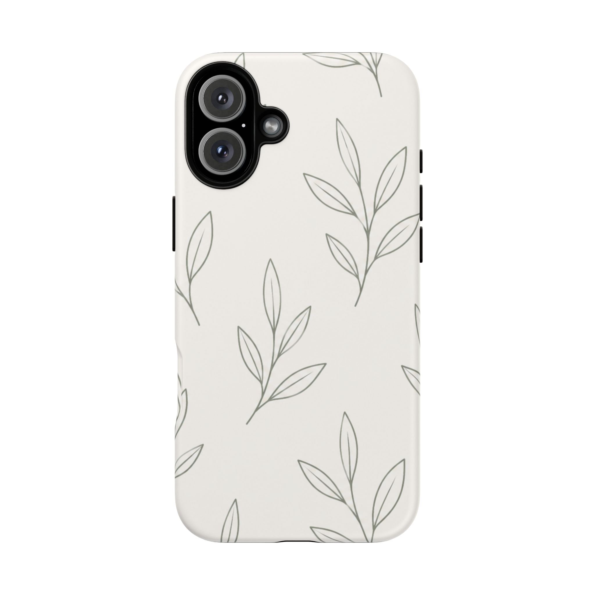 Floral Leaf Tough Phone Case — Minimal Botanical Protective Phone Cover