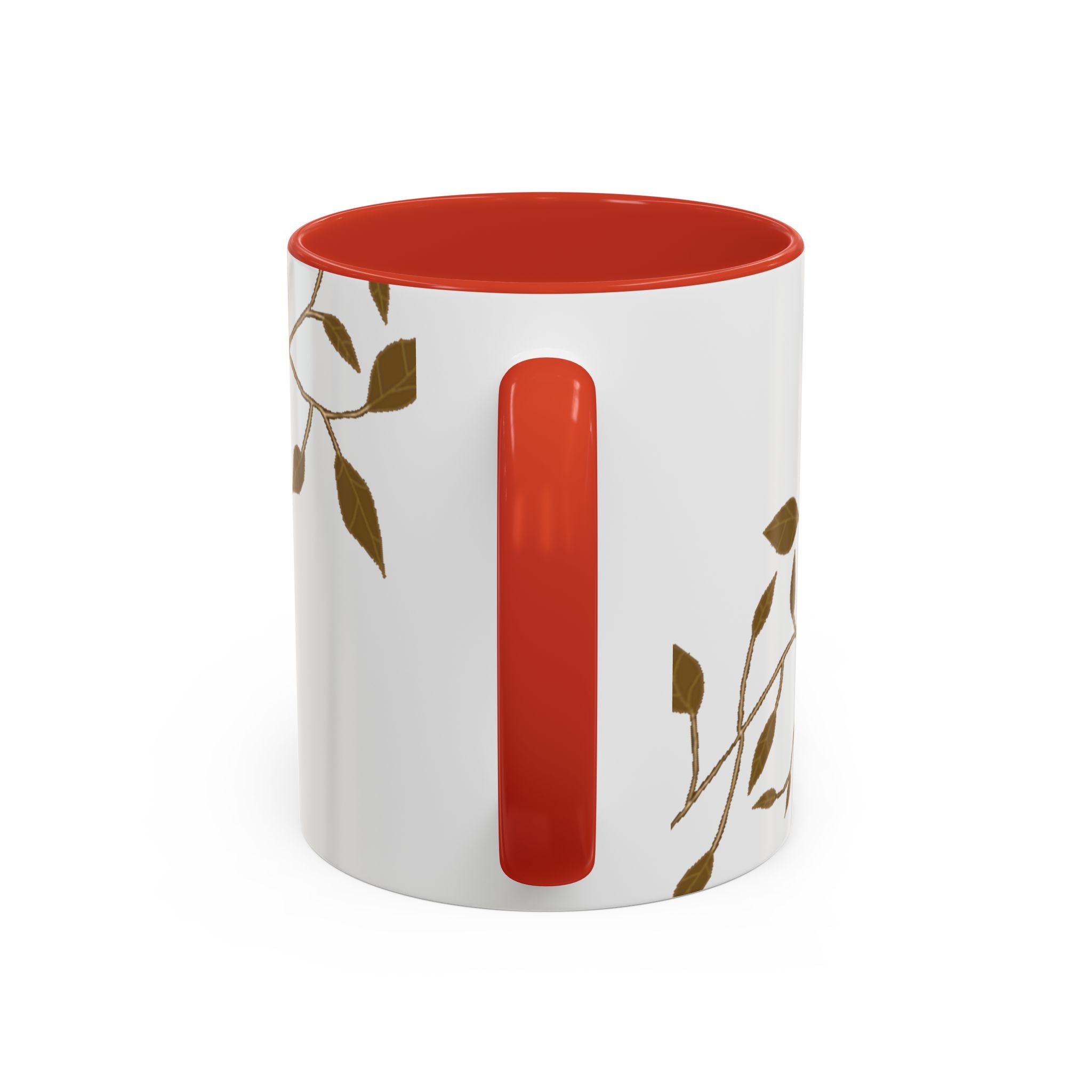 Botanical Accent Coffee Mug — Gold Leaf Branch Design (11/15oz)