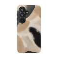 Neutral Brushstroke Tough Phone Case — Abstract Beige & Black Protective Cover