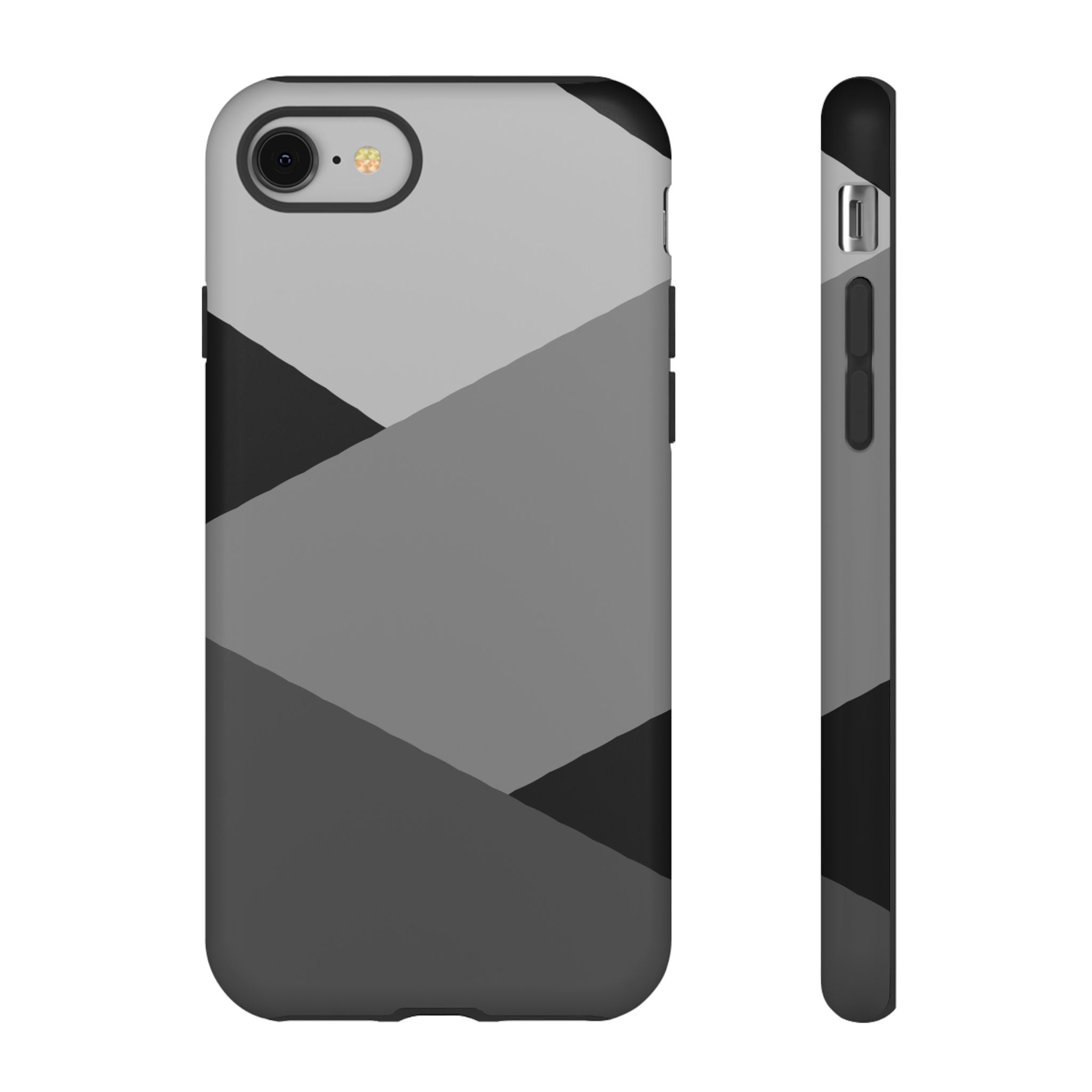 Geometric Gray Tough Phone Case — Protective iPhone Cover with Modern Minimalist Design