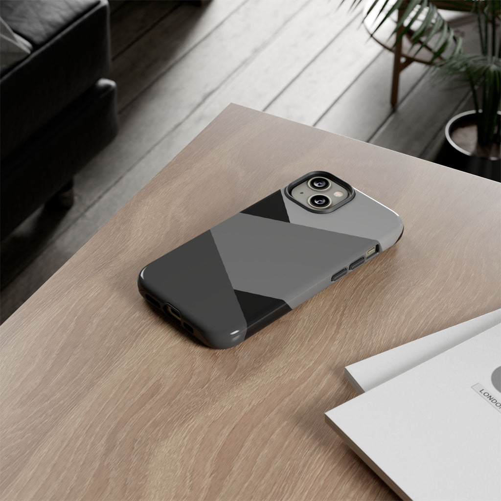 Geometric Gray Tough Phone Case — Protective iPhone Cover with Modern Minimalist Design