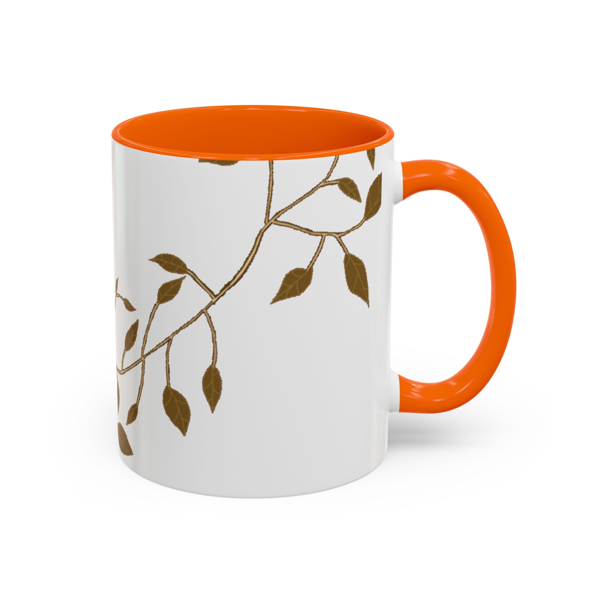 Botanical Accent Coffee Mug — Gold Leaf Branch Design (11/15oz)
