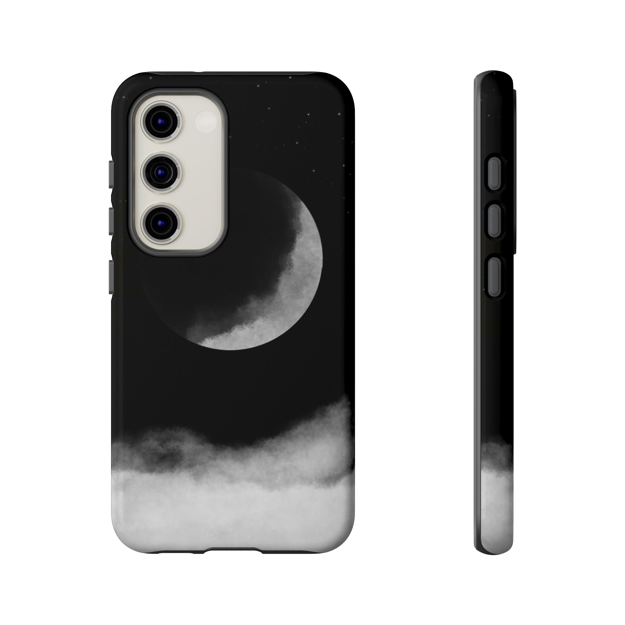 Moonlit Cloud Phone Case — Black Crescent Night Sky iPhone Cover