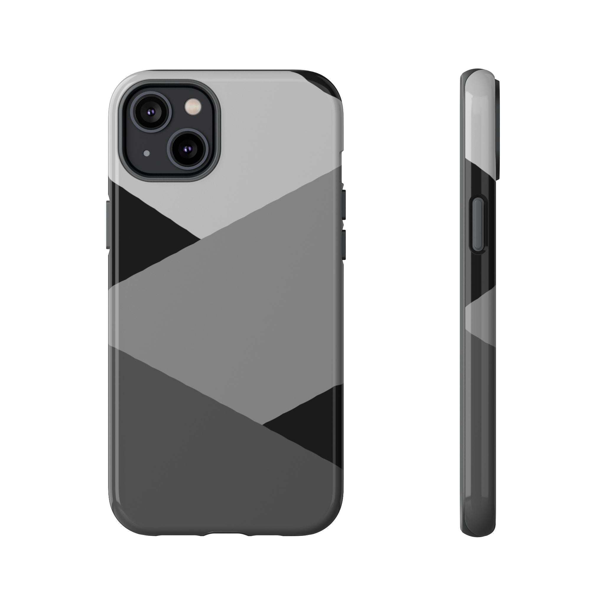 Geometric Gray Tough Phone Case — Protective iPhone Cover with Modern Minimalist Design
