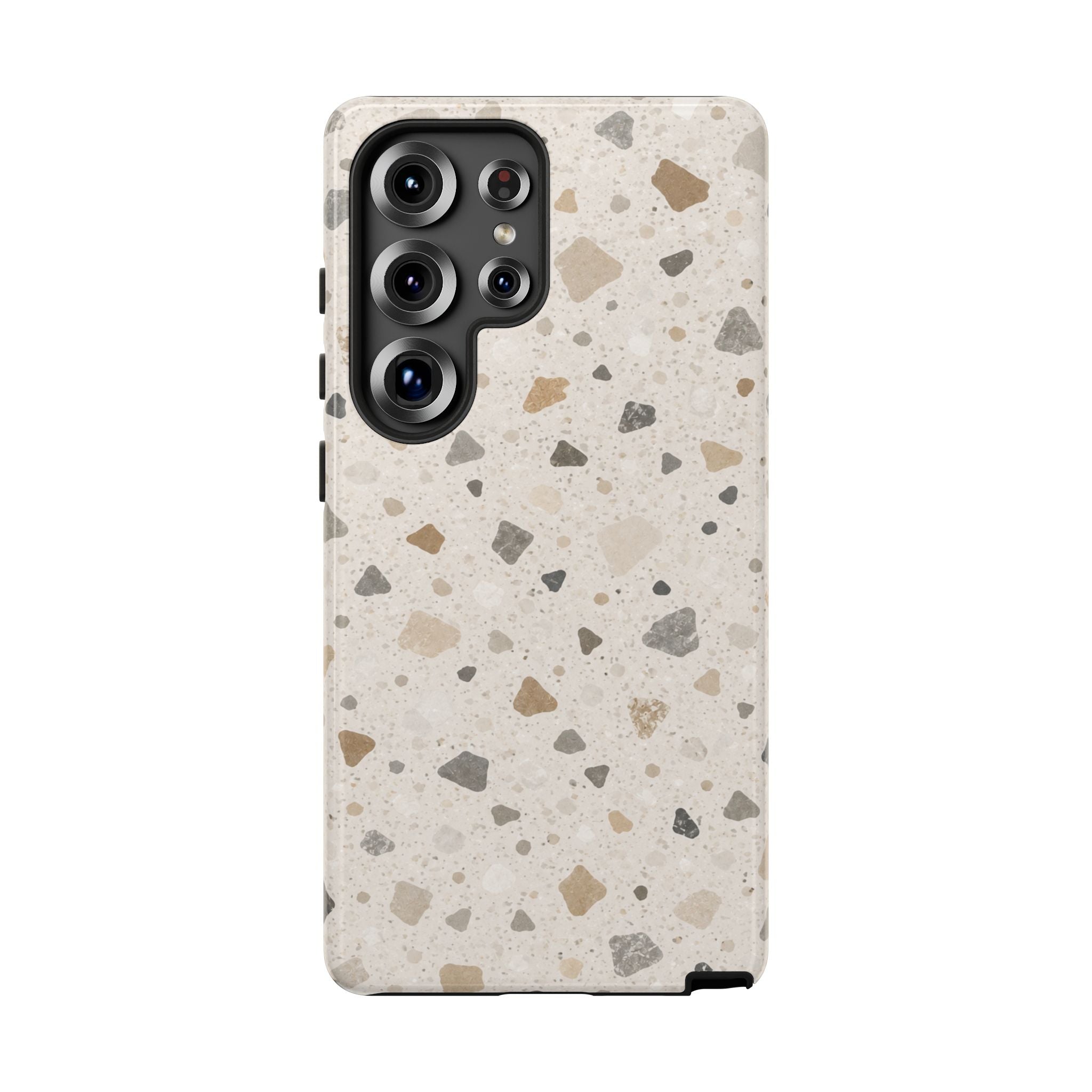 Terrazzo Pattern Tough Phone Case — Neutral Stone Speckle iPhone Cover