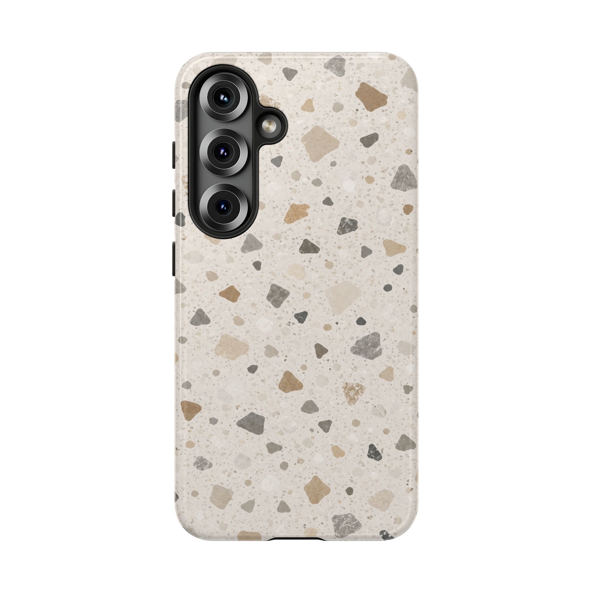 Terrazzo Pattern Tough Phone Case — Neutral Stone Speckle iPhone Cover