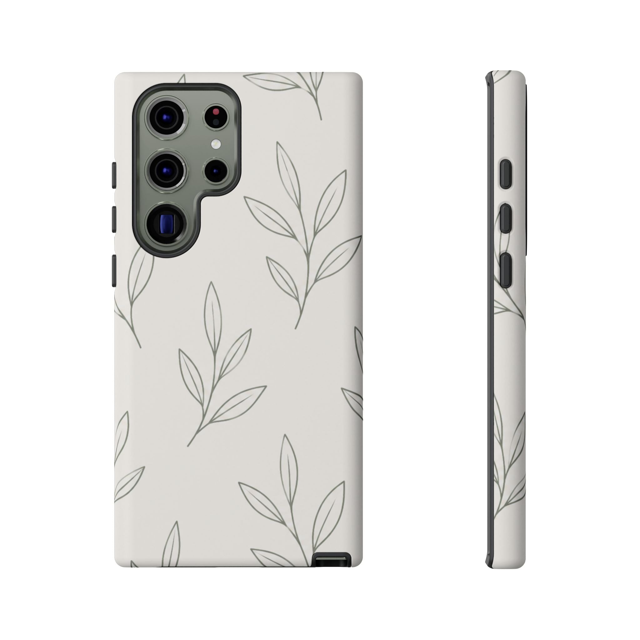 Floral Leaf Tough Phone Case — Minimal Botanical Protective Phone Cover