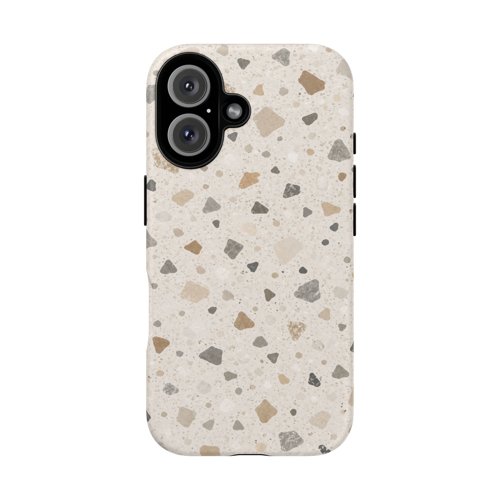 Terrazzo Pattern Tough Phone Case — Neutral Stone Speckle iPhone Cover