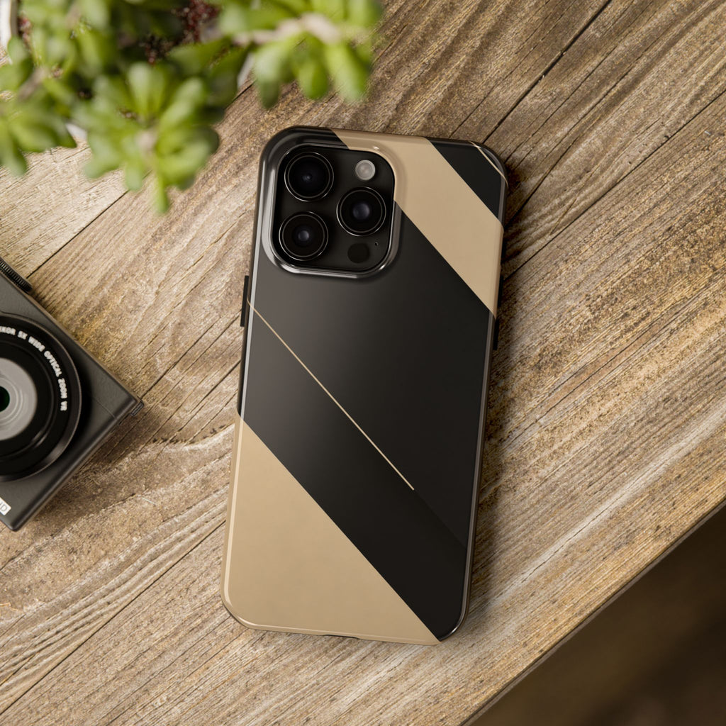 Tough Phone Case — Black & Gold Diagonal Minimalist Protective Cover