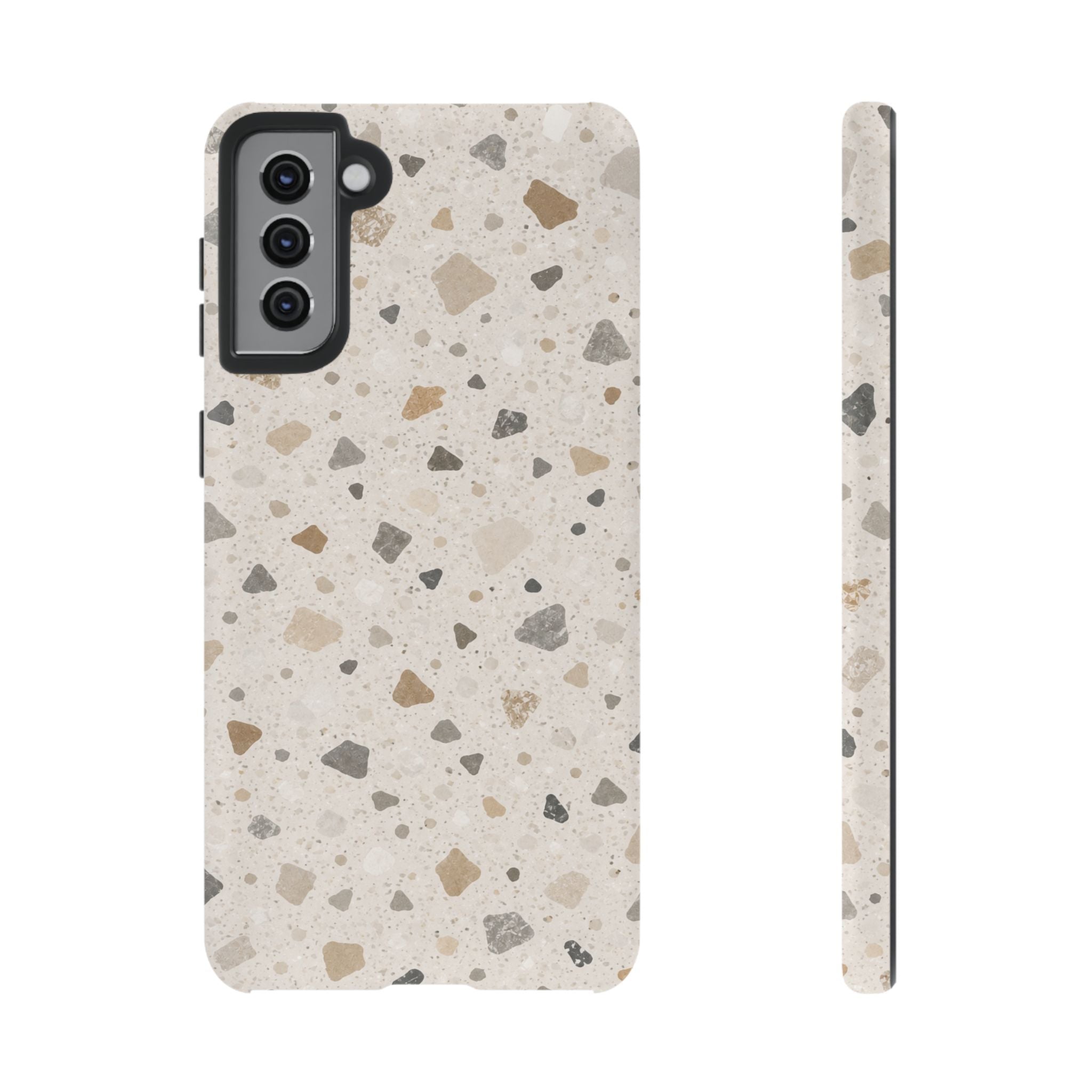 Terrazzo Pattern Tough Phone Case — Neutral Stone Speckle iPhone Cover