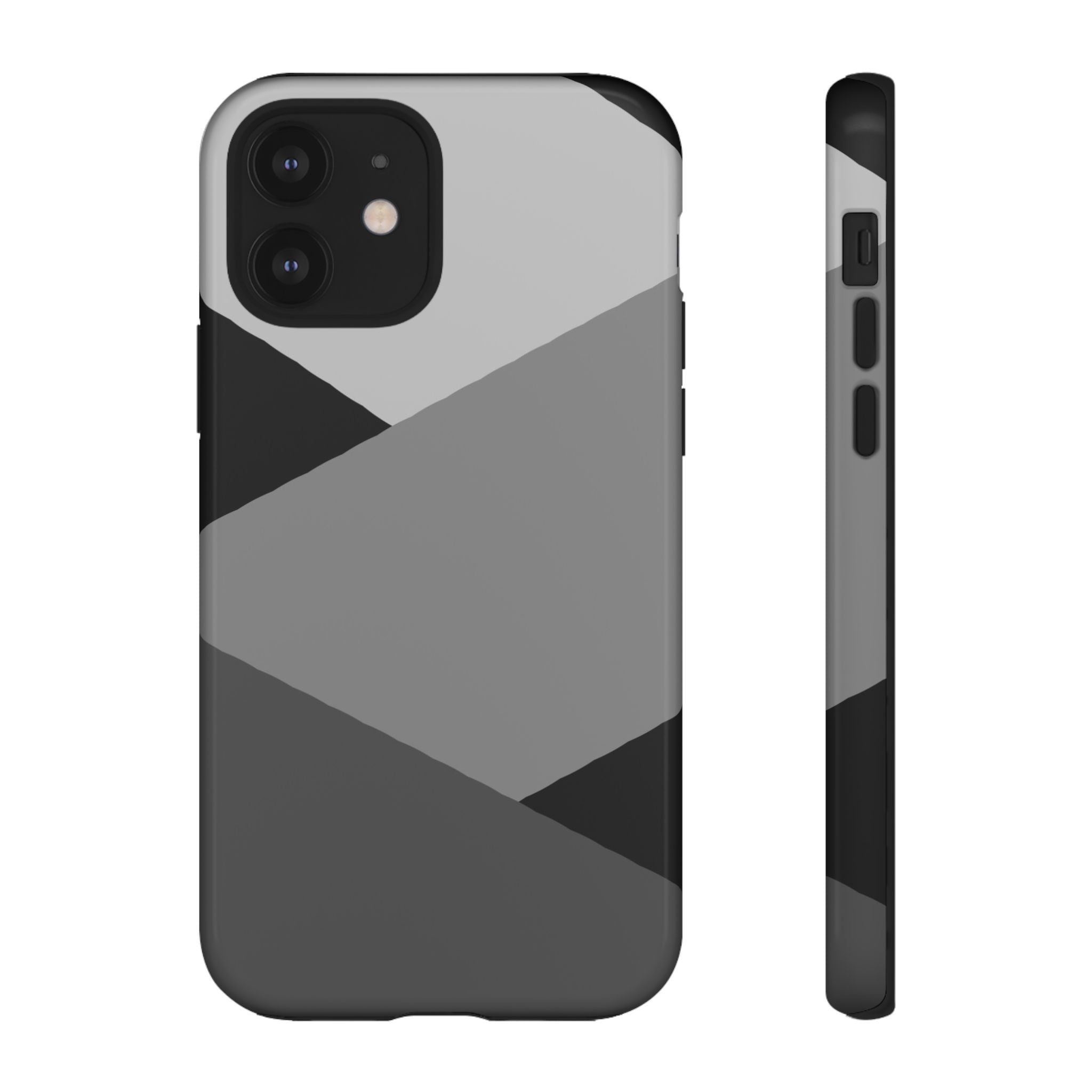Geometric Gray Tough Phone Case — Protective iPhone Cover with Modern Minimalist Design