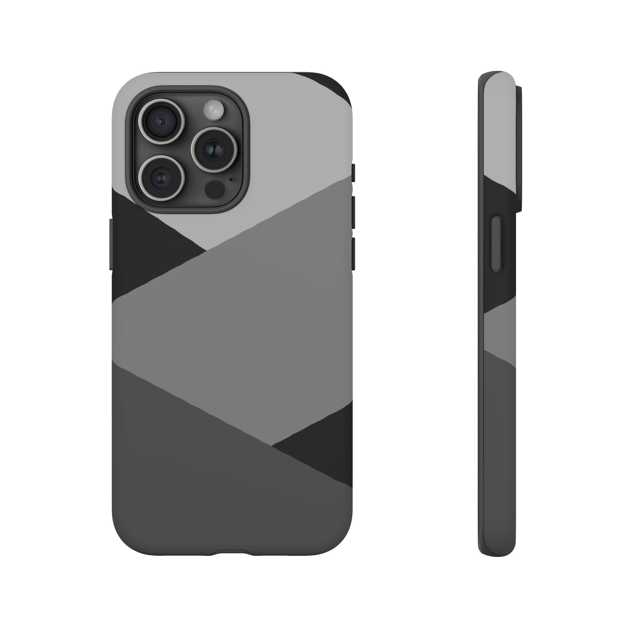 Geometric Gray Tough Phone Case — Protective iPhone Cover with Modern Minimalist Design