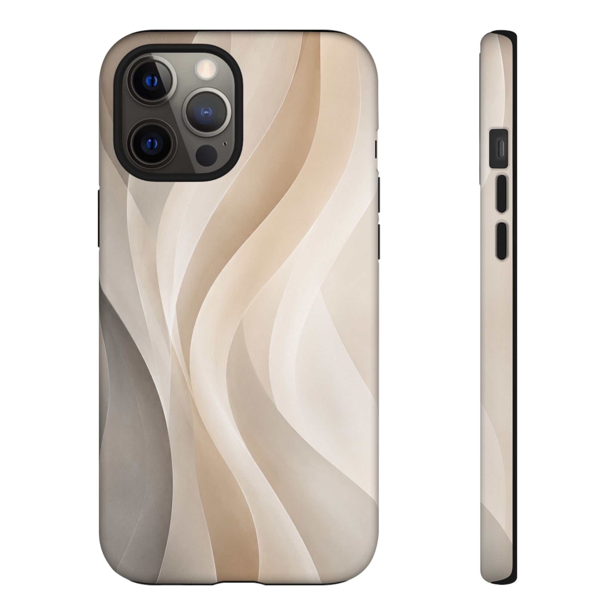 Abstract Beige Waves Phone Case — Protective Tough Case