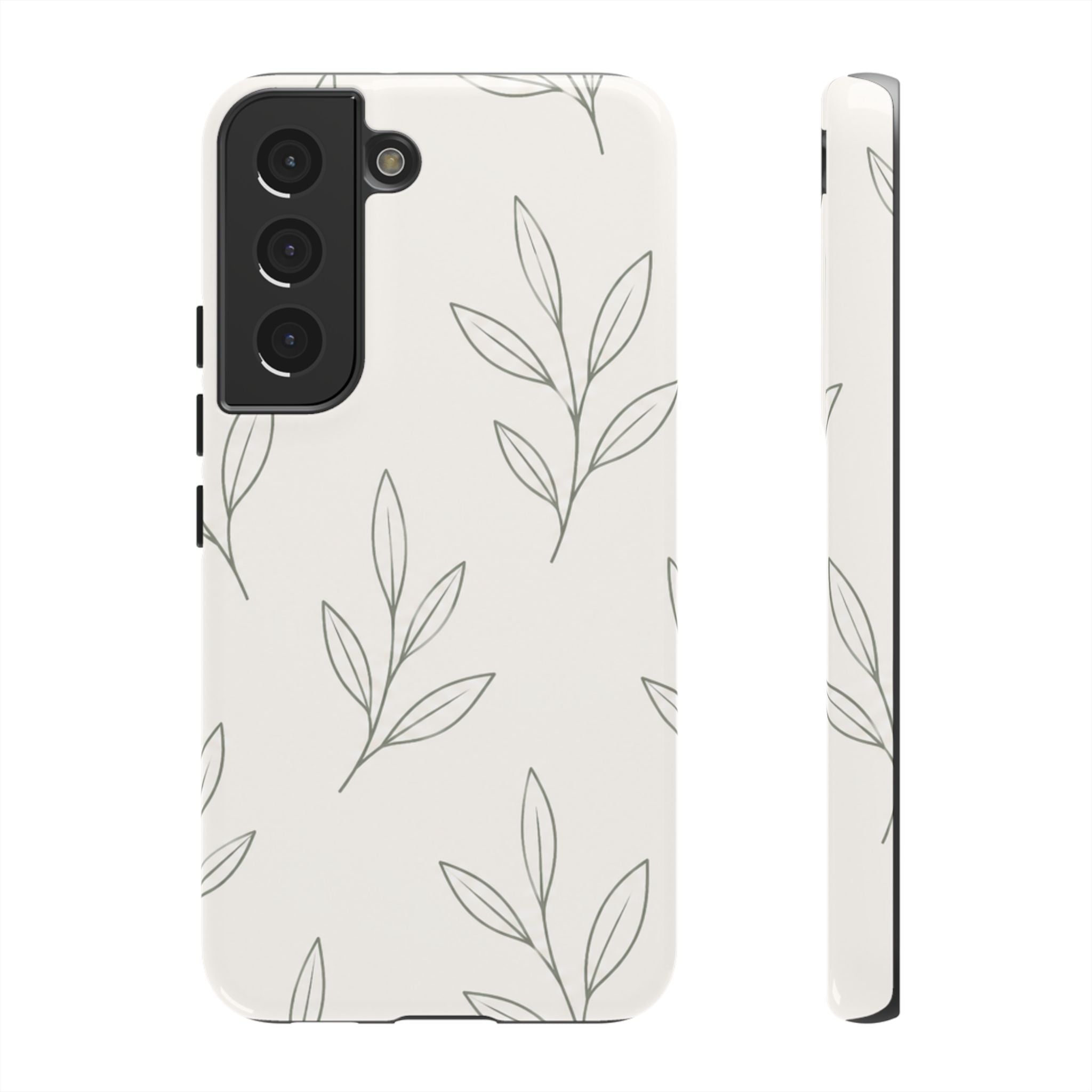 Floral Leaf Tough Phone Case — Minimal Botanical Protective Phone Cover