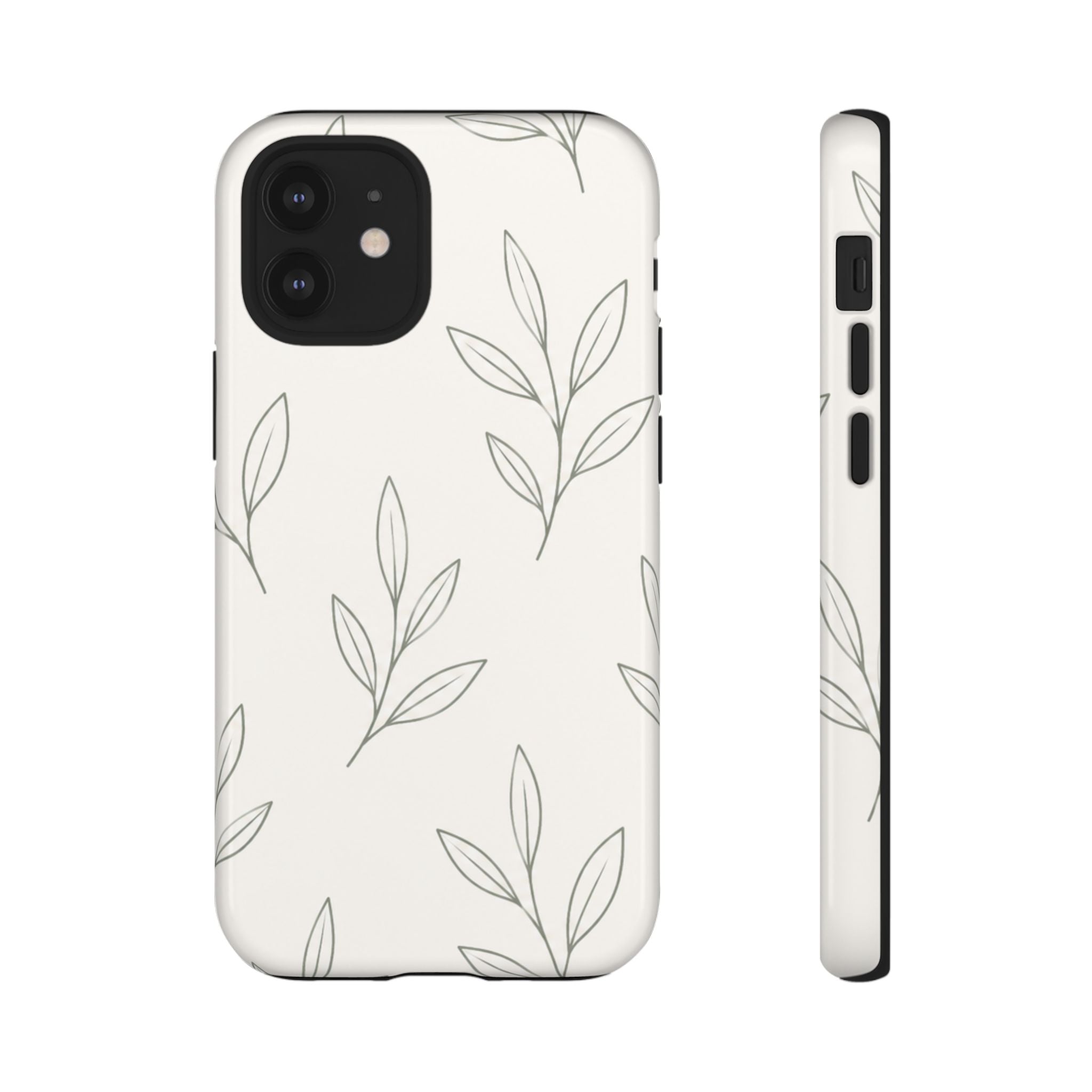Floral Leaf Tough Phone Case — Minimal Botanical Protective Phone Cover