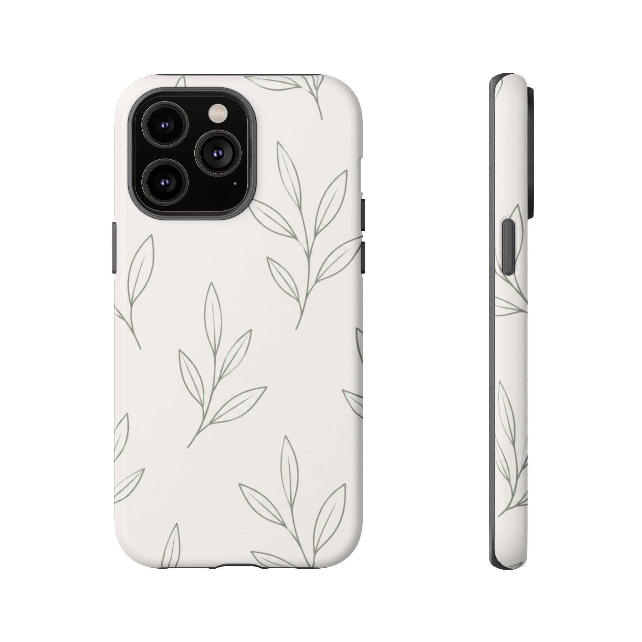 Floral Leaf Tough Phone Case — Minimal Botanical Protective Phone Cover