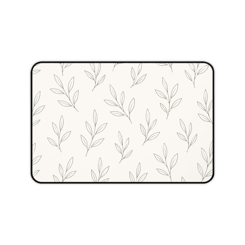 Minimal Botanical Desk Mat — Neutral Leaf Pattern Mouse Pad