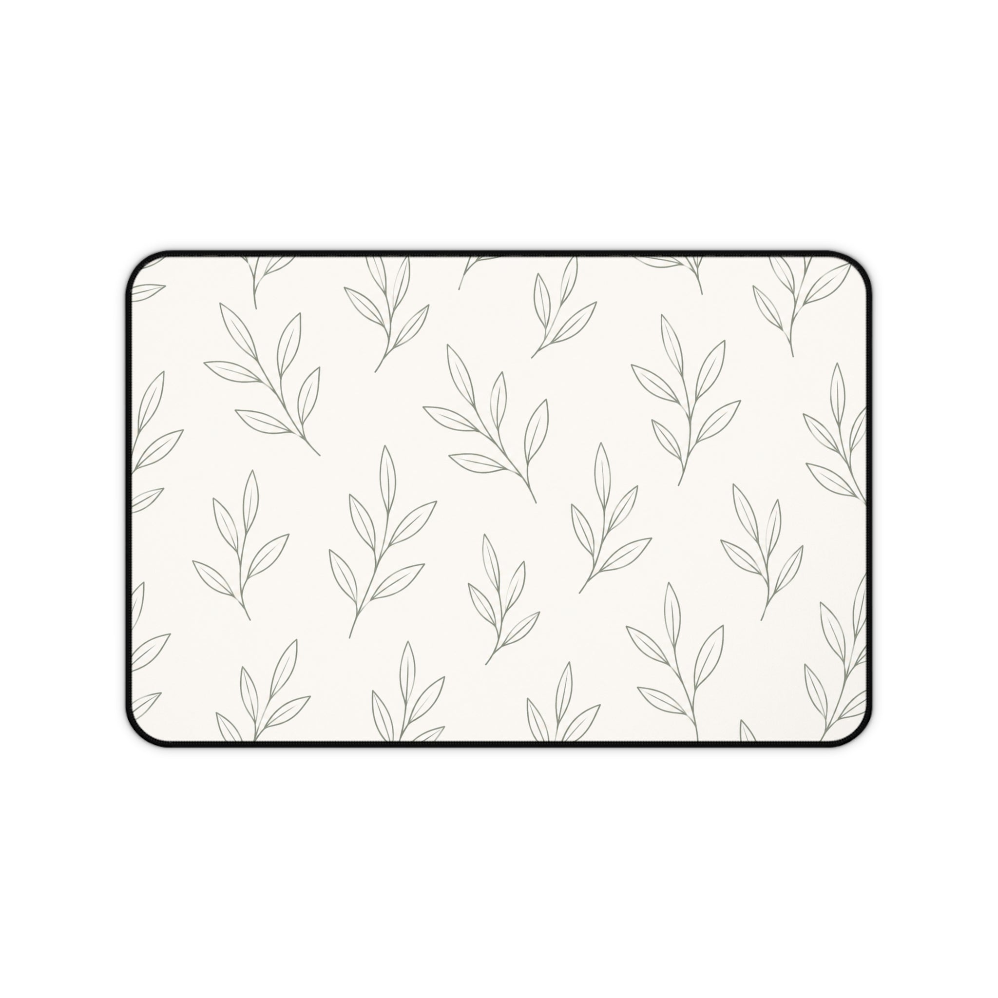 Minimal Botanical Desk Mat — Neutral Leaf Pattern Mouse Pad