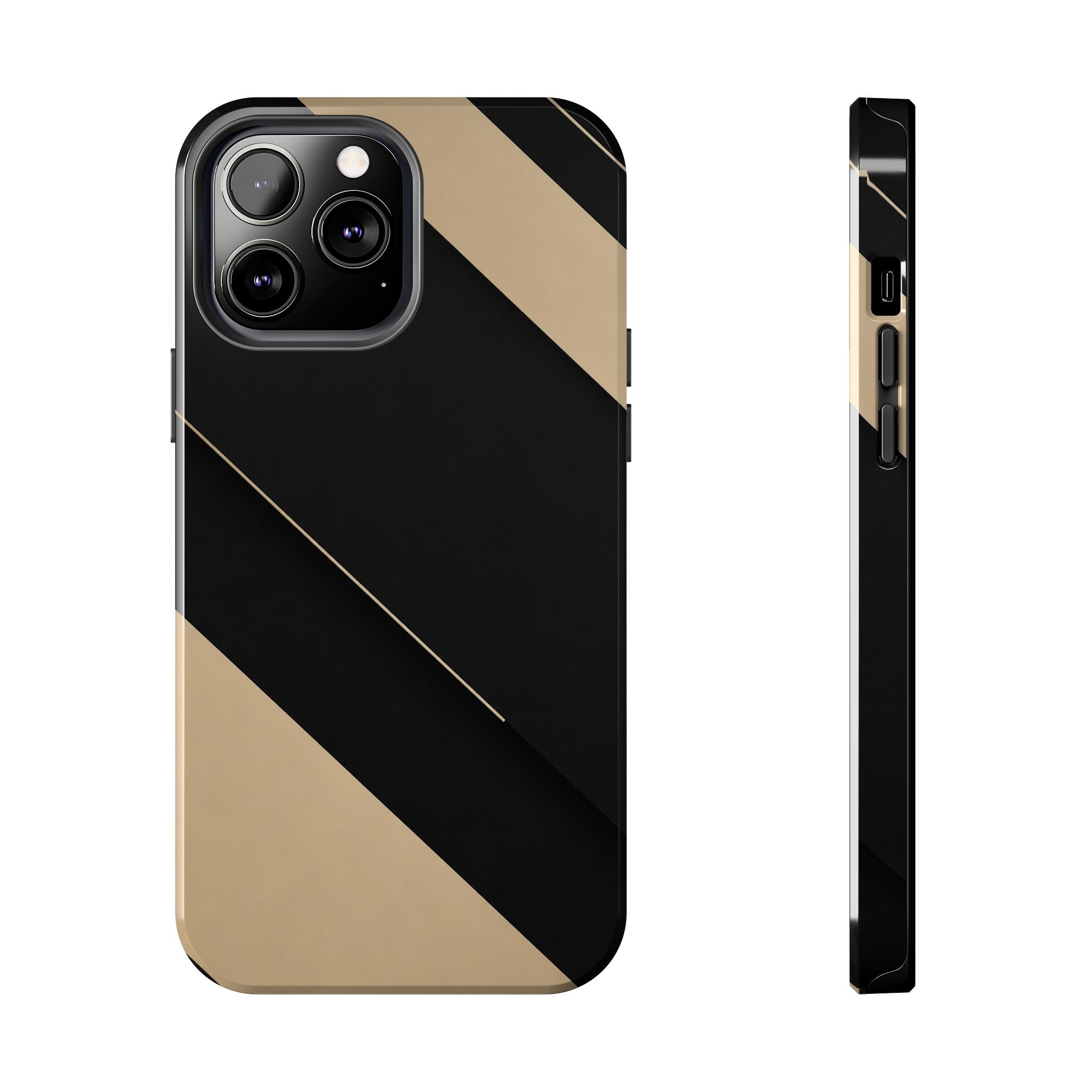 Tough Phone Case — Black & Gold Diagonal Minimalist Protective Cover