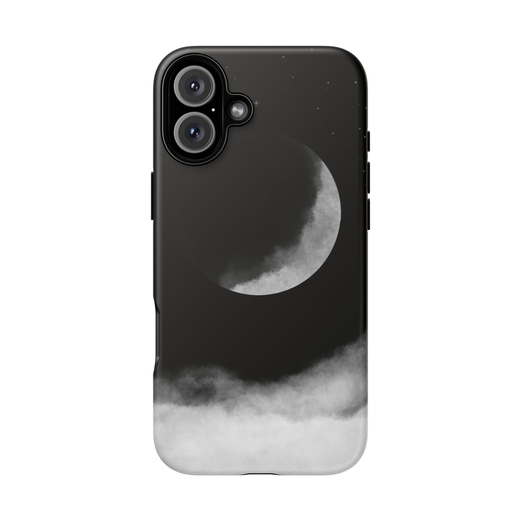 Moonlit Cloud Phone Case — Black Crescent Night Sky iPhone Cover