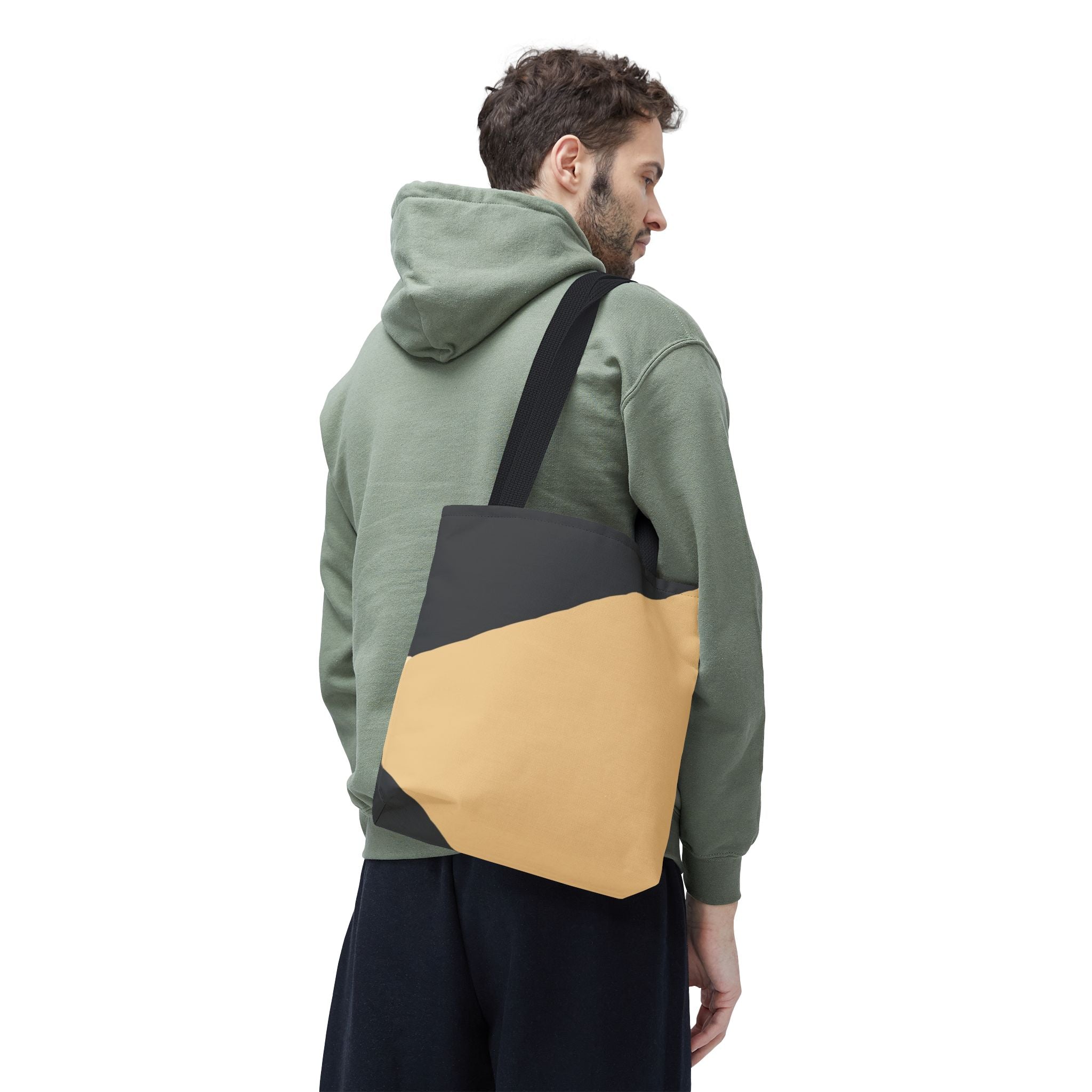 Diagonal Two-Tone Minimalist Tote Bag | Neutral Colorblock Tote