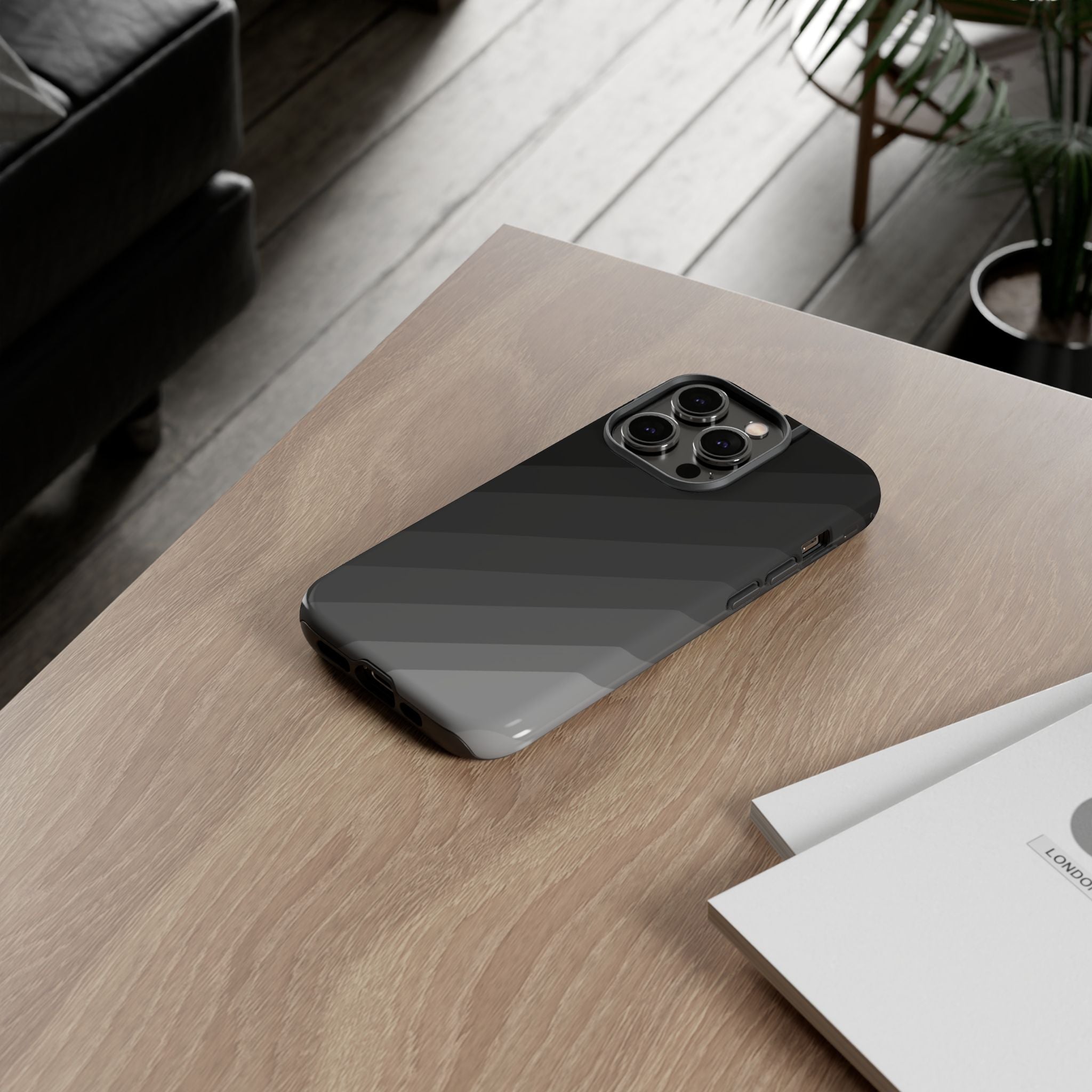 Monochrome Diagonal Stripes Phone Case
