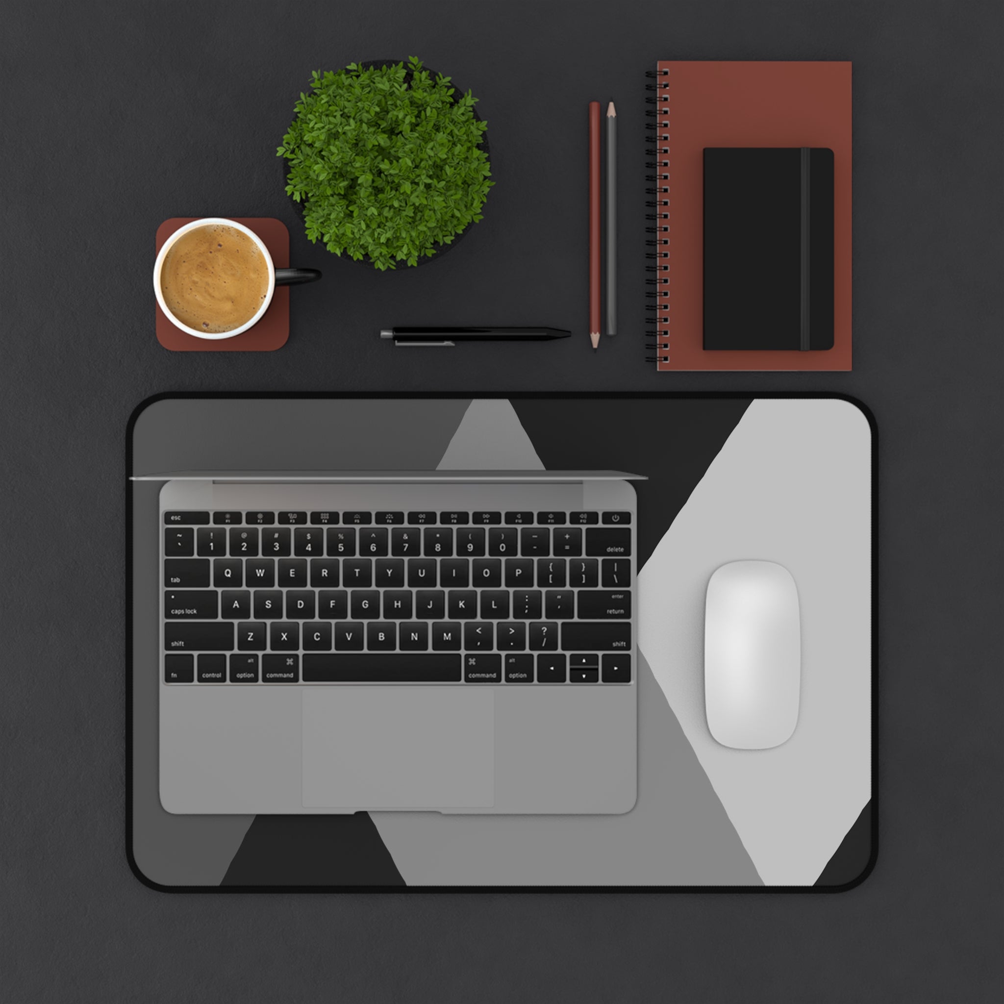 Geometric Gray Desk Mat – Minimalist Office Mouse Pad