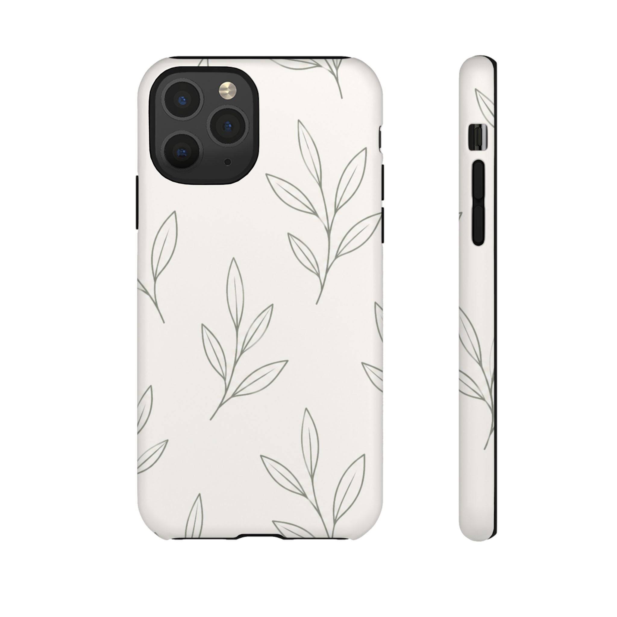 Floral Leaf Tough Phone Case — Minimal Botanical Protective Phone Cover