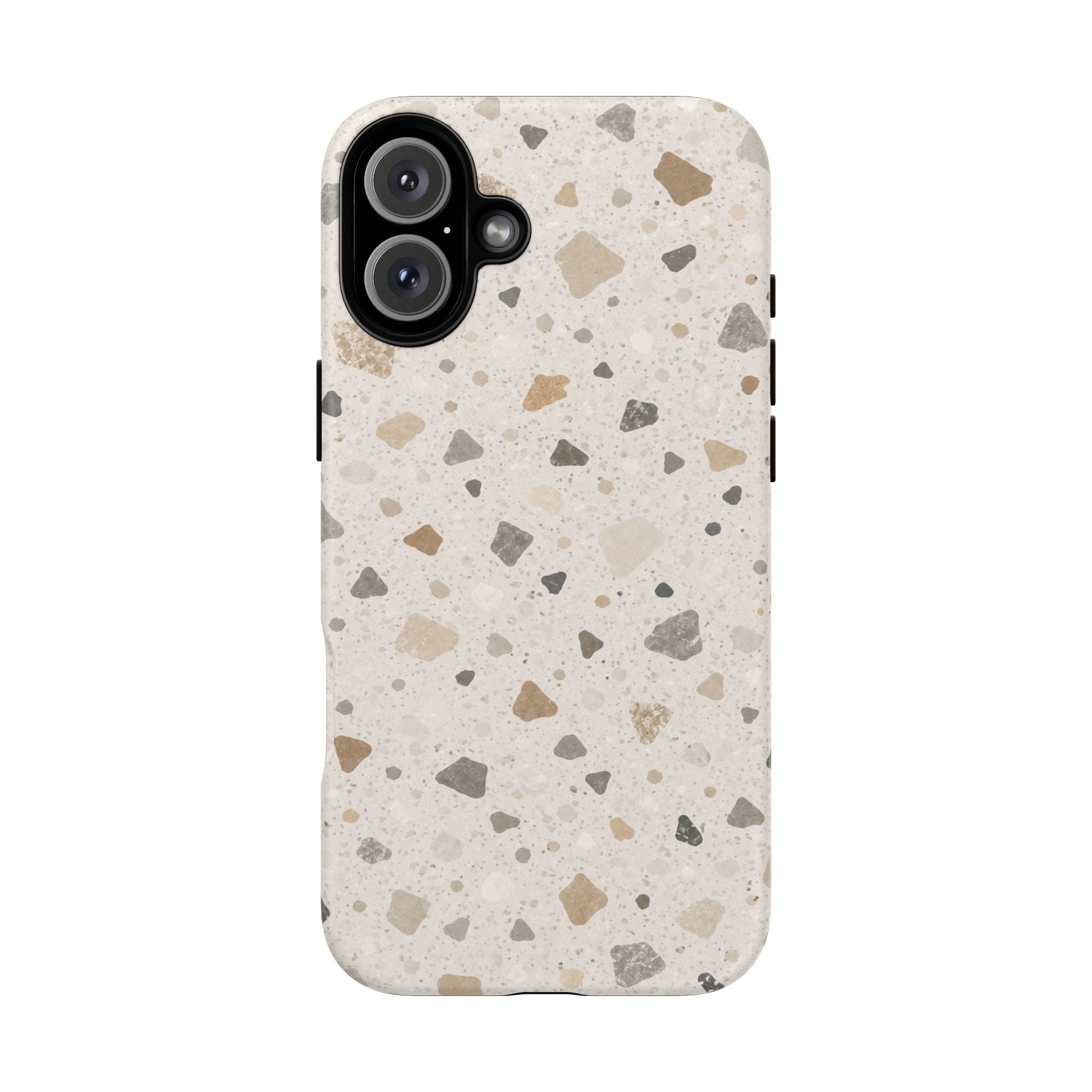 Terrazzo Pattern Tough Phone Case — Neutral Stone Speckle iPhone Cover