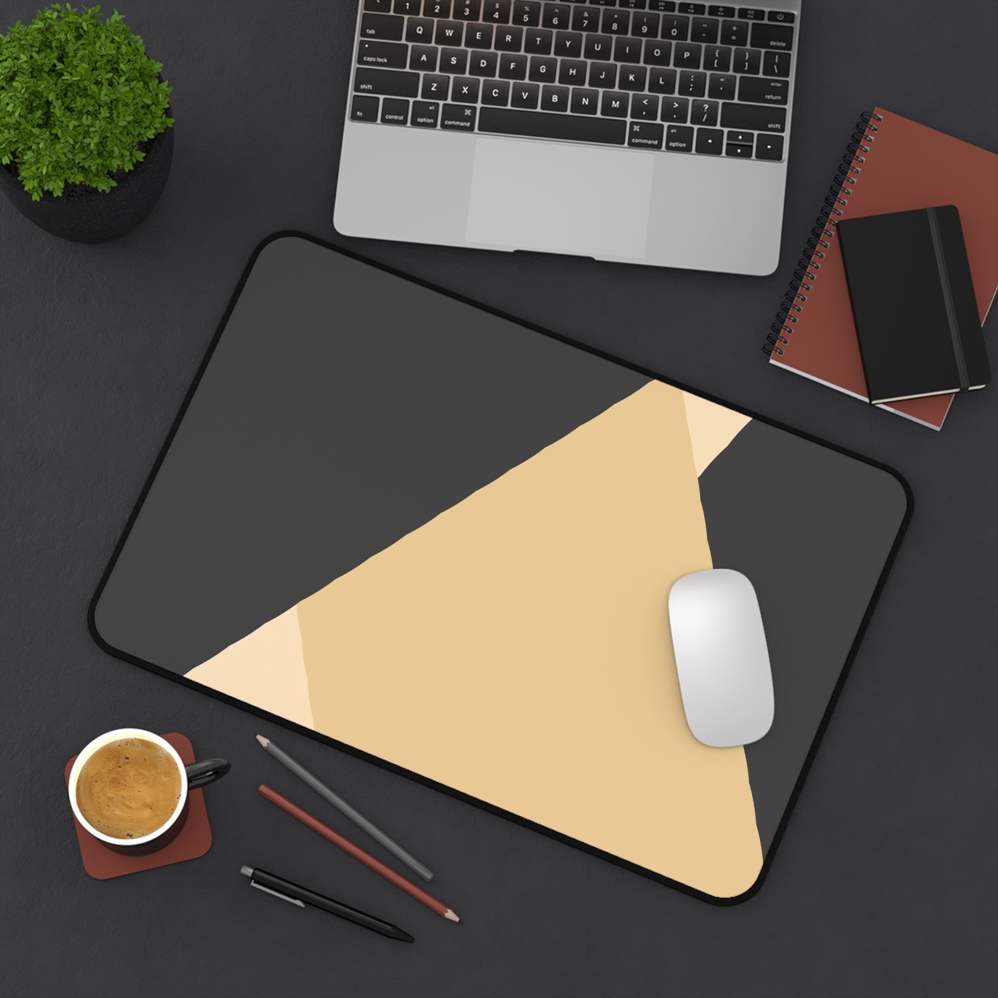 Minimal Geometric Triangle Desk Mat | Neutral Modern Mousepad
