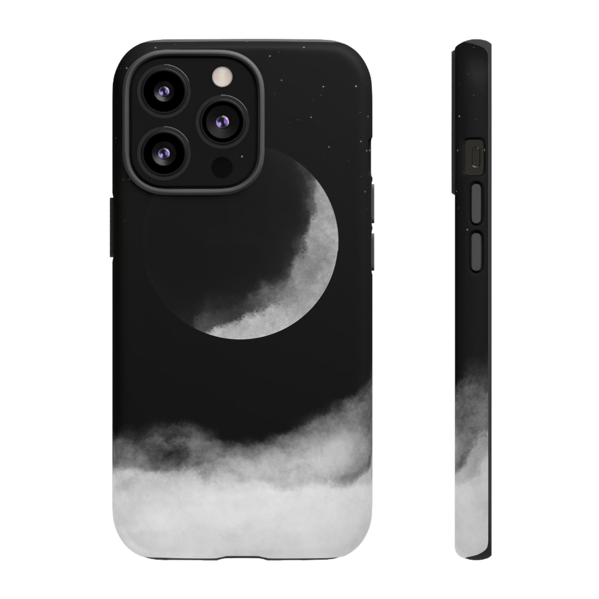 Moonlit Cloud Phone Case — Black Crescent Night Sky iPhone Cover