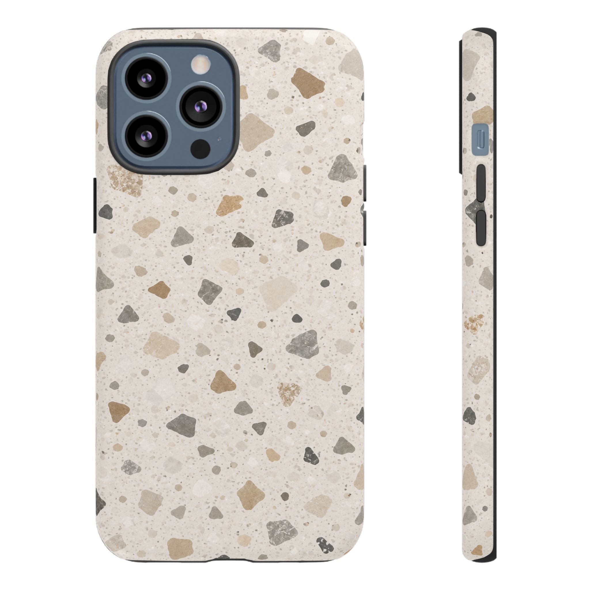Terrazzo Pattern Tough Phone Case — Neutral Stone Speckle iPhone Cover